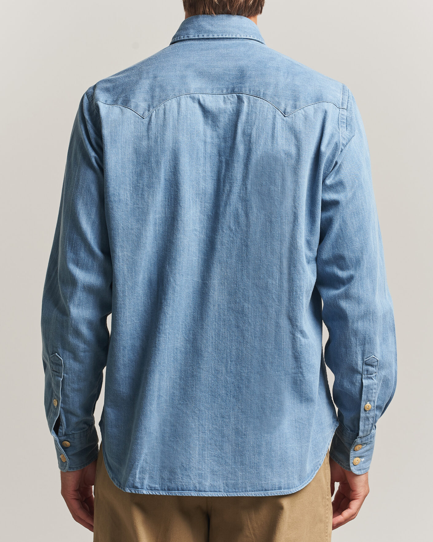 Homme | Chemises | Drake's | Denim Western Shirt Bleached Blue