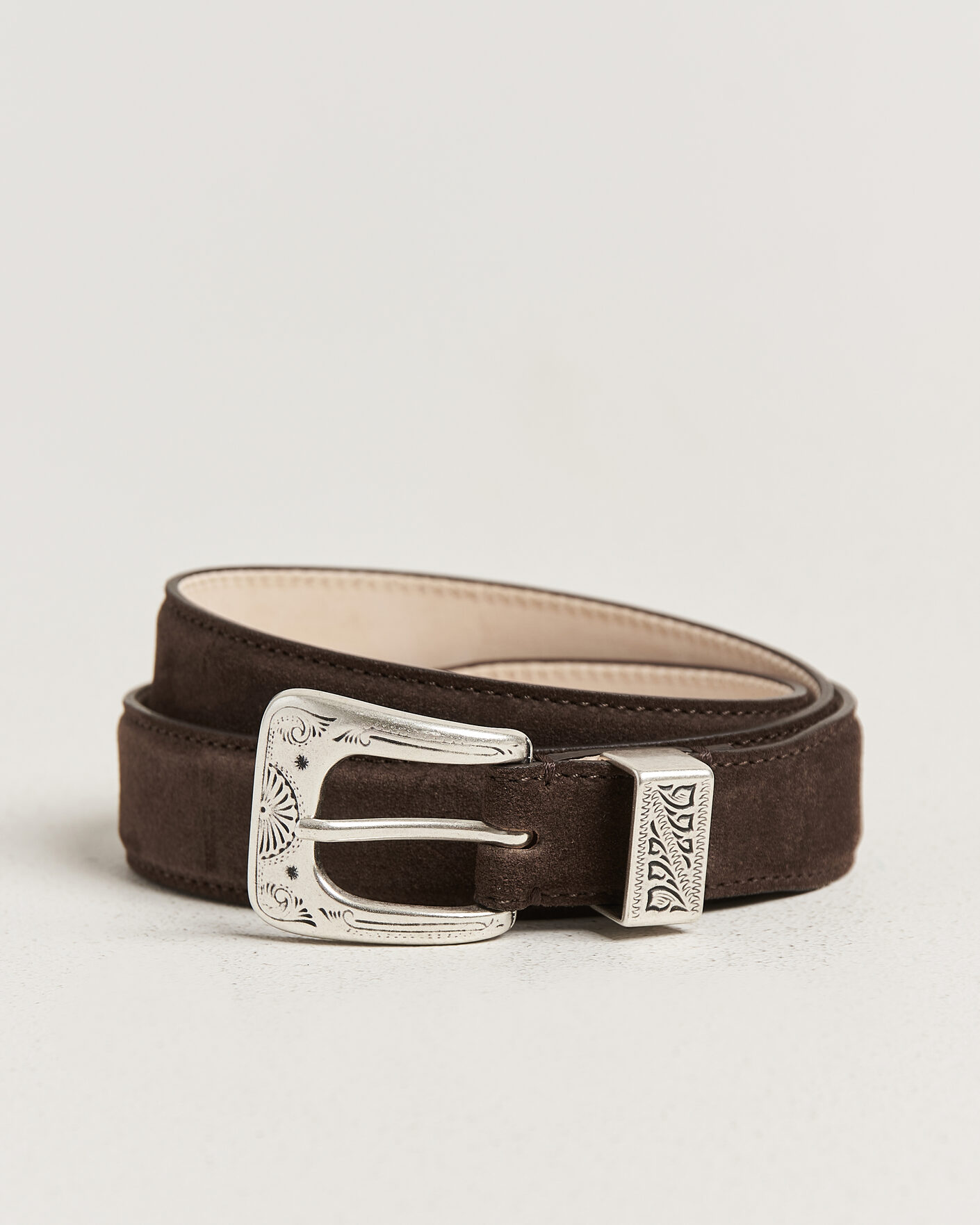 Homme | Ceintures | Drake's | Suede Western Belt Dark Brown