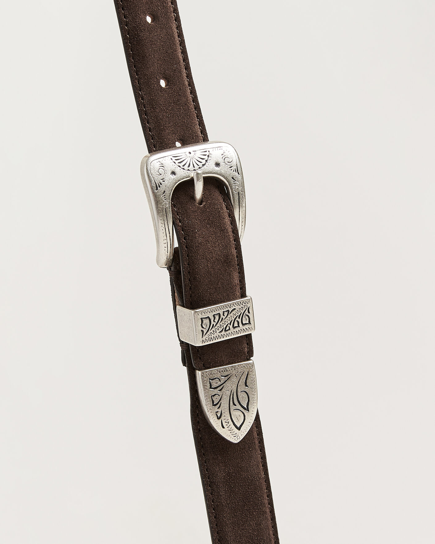Homme | Ceintures | Drake's | Suede Western Belt Dark Brown