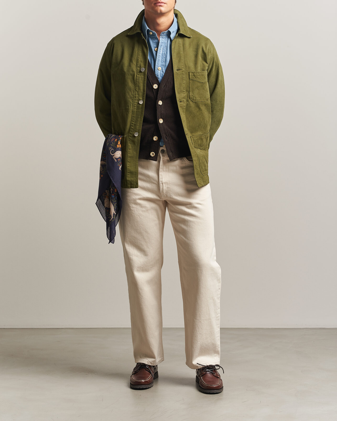 Homme | Manteaux Et Vestes | Drake's | Duck Cotton Canvas Chore Jacket Olive