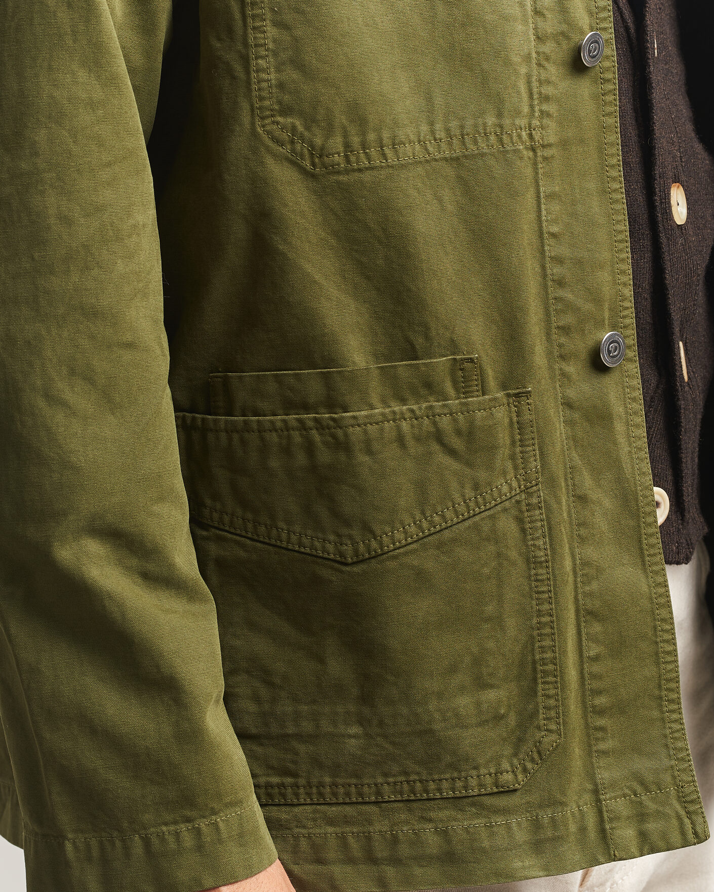 Homme | Manteaux Et Vestes | Drake's | Duck Cotton Canvas Chore Jacket Olive