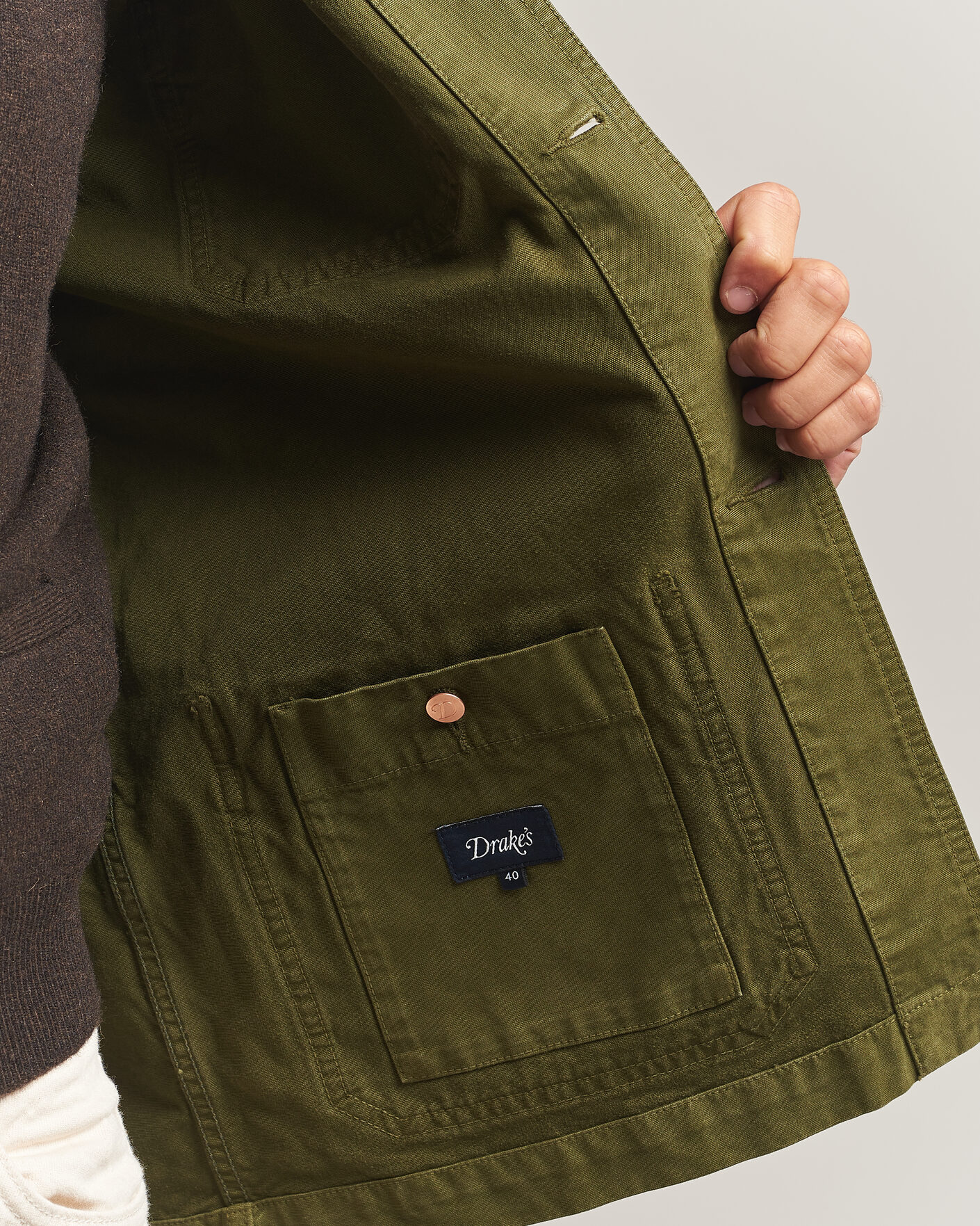 Homme | Manteaux Et Vestes | Drake's | Duck Cotton Canvas Chore Jacket Olive