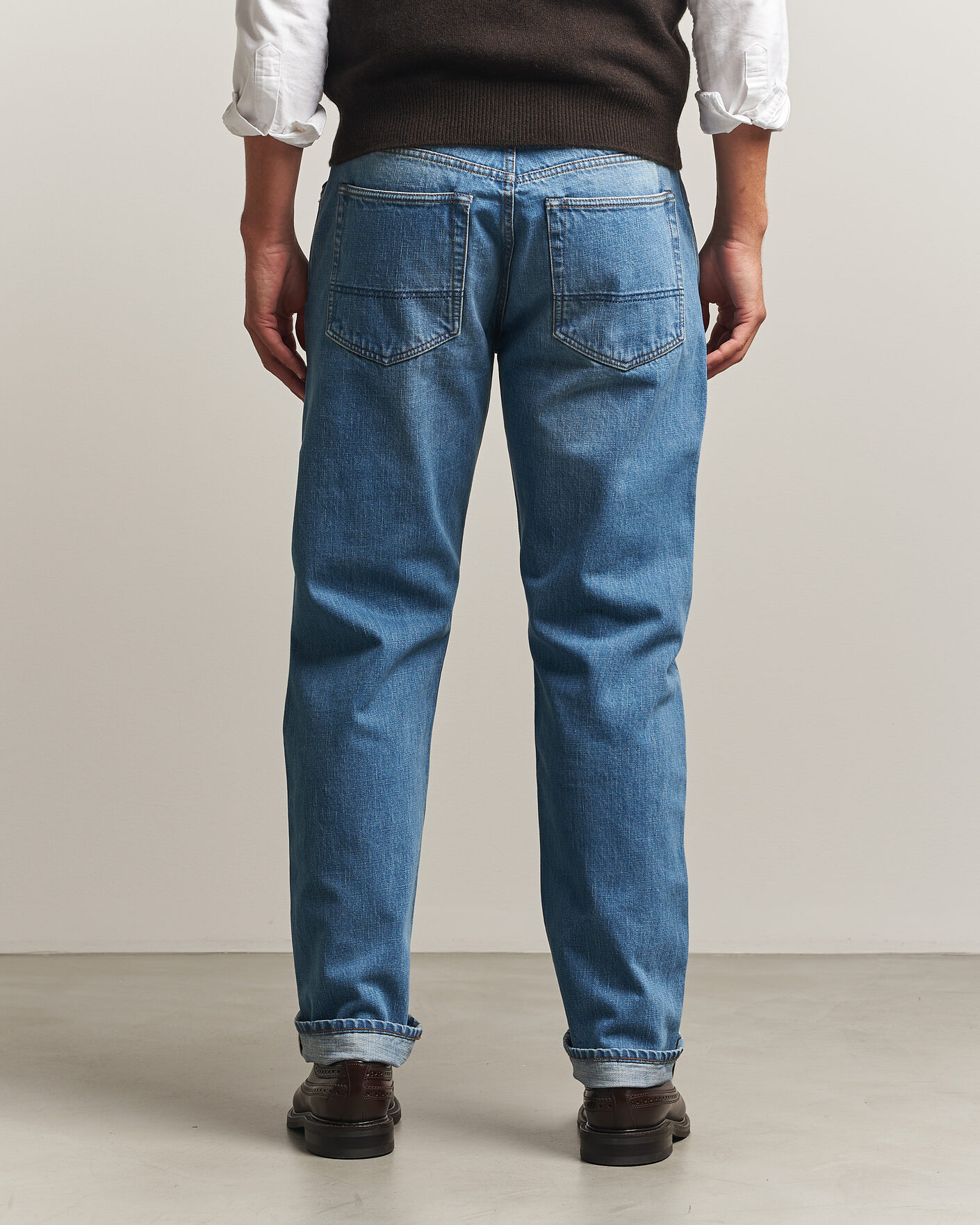 Homme | Jeans | Drake's | 5-Pocket Japanese Selvedge Denim Stone Wash