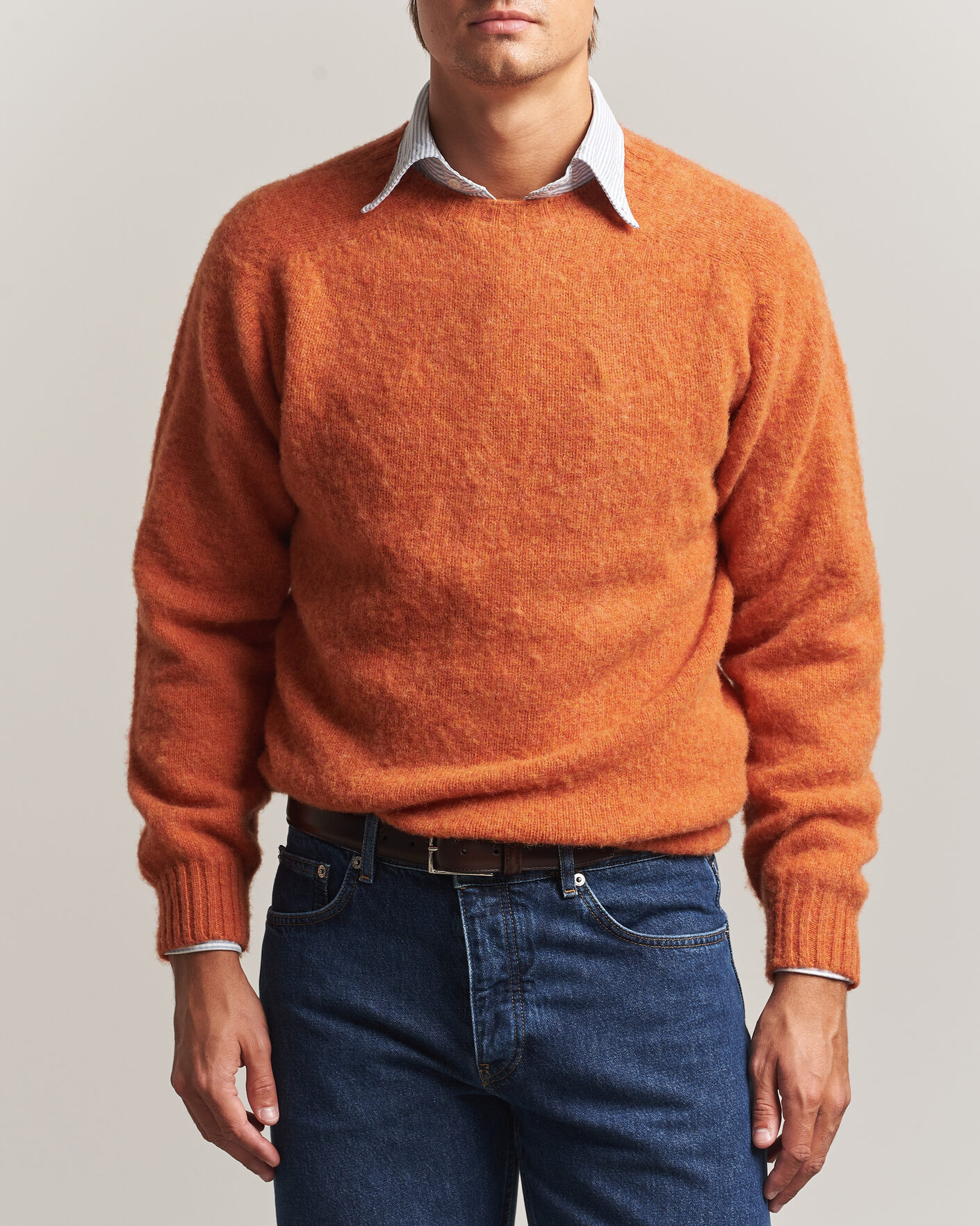 Homme | Pulls Et Tricots | Drake's | Brushed Shetland Crew Orange