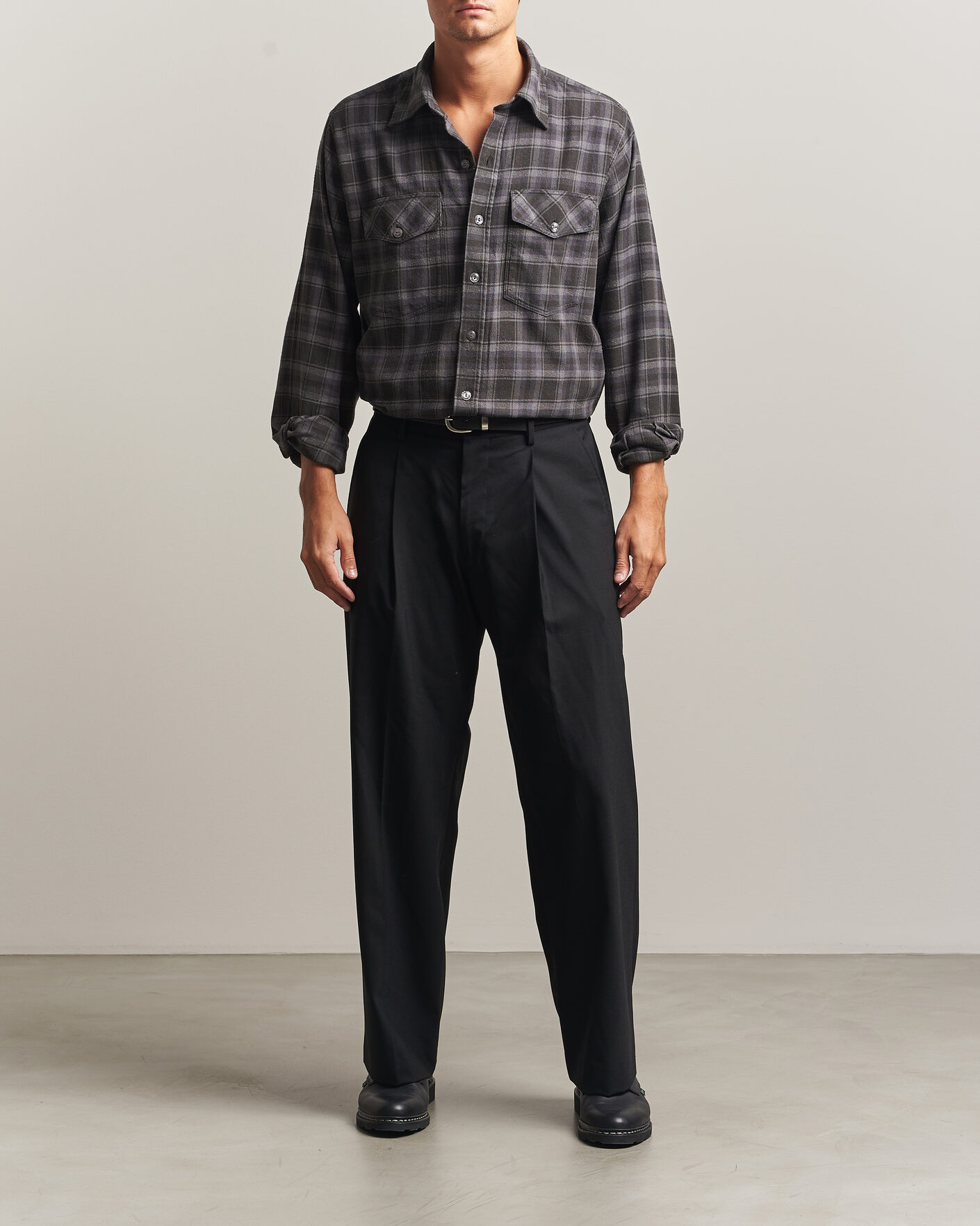 Homme | Chemises | Drake's | Cotton/Silk Two Pocket Shirt Grey