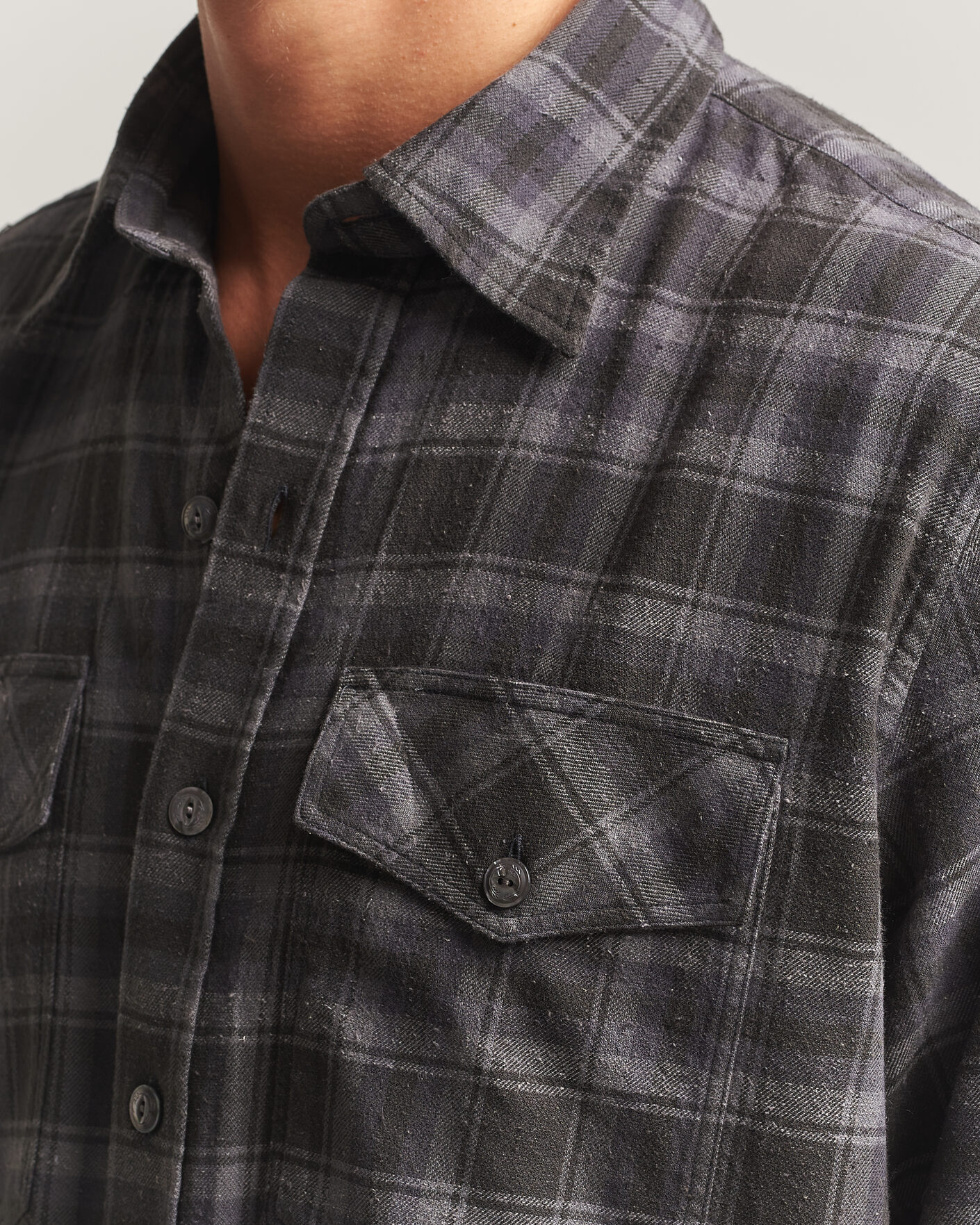 Homme | Chemises | Drake's | Cotton/Silk Two Pocket Shirt Grey