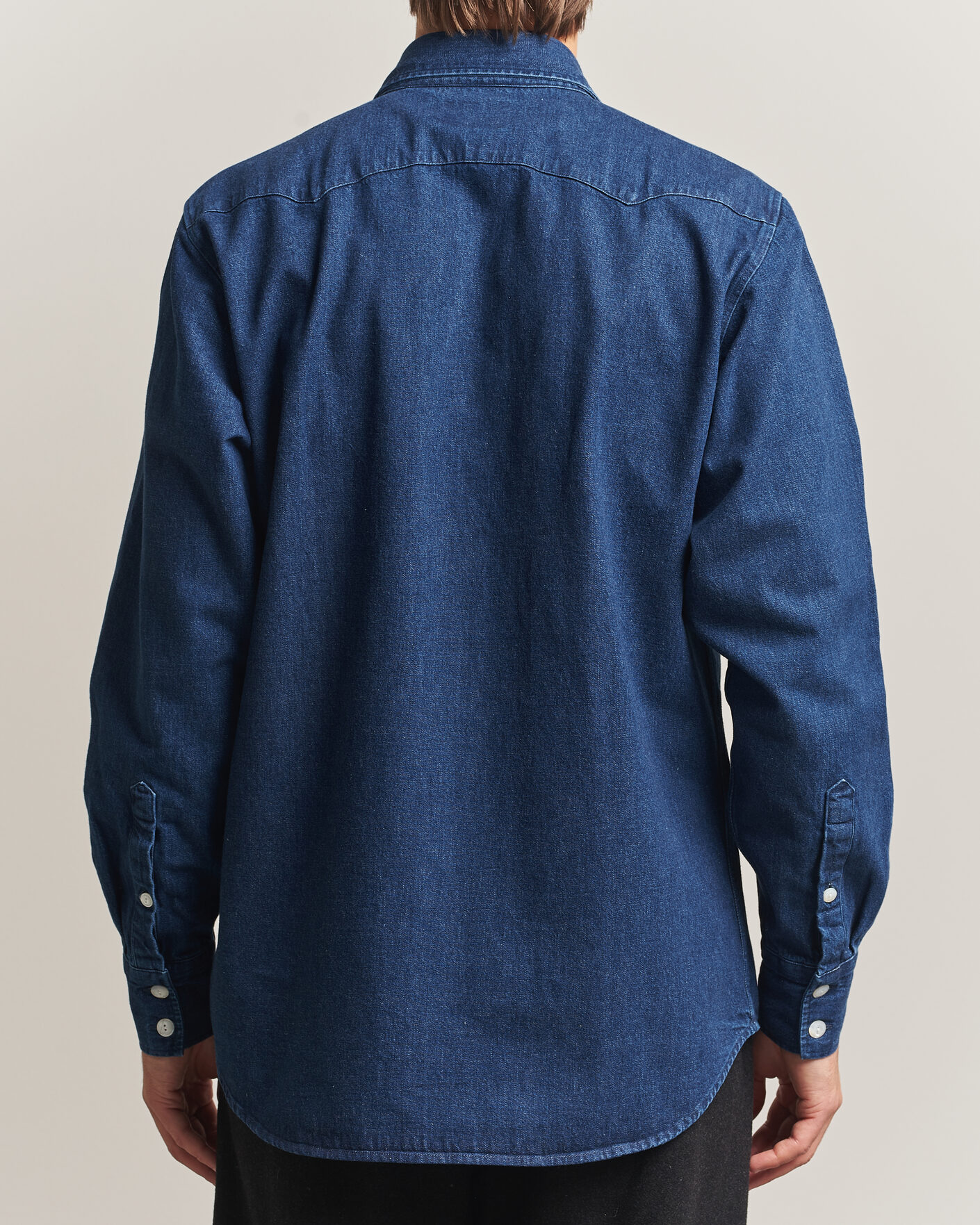 Homme | Chemises | Drake's | Western Selvedge Denim Shirt Stone Wash Indigo