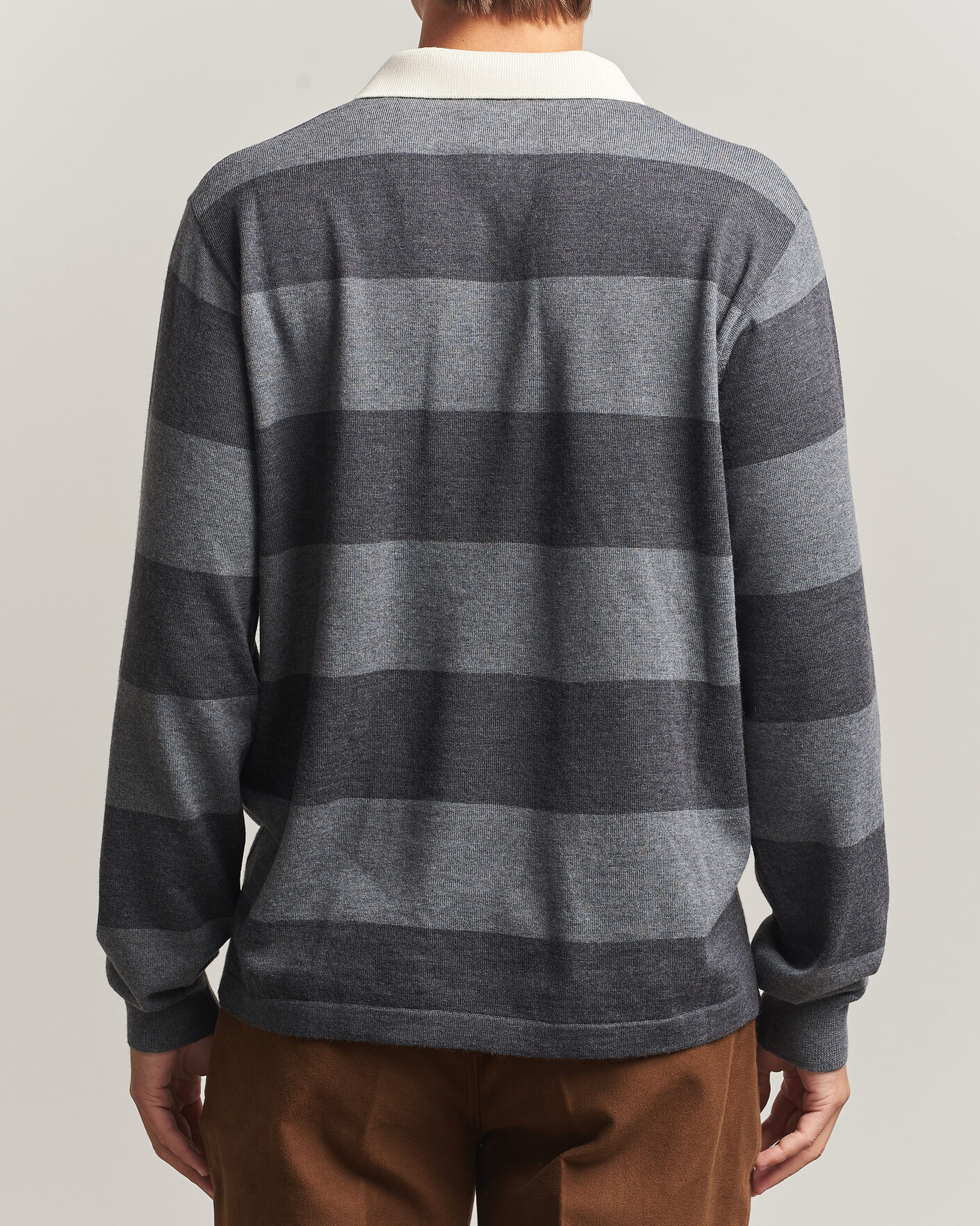 Homme | Pulls Et Tricots | Drake's | Block Stripe Knitted Rugby Mid Grey