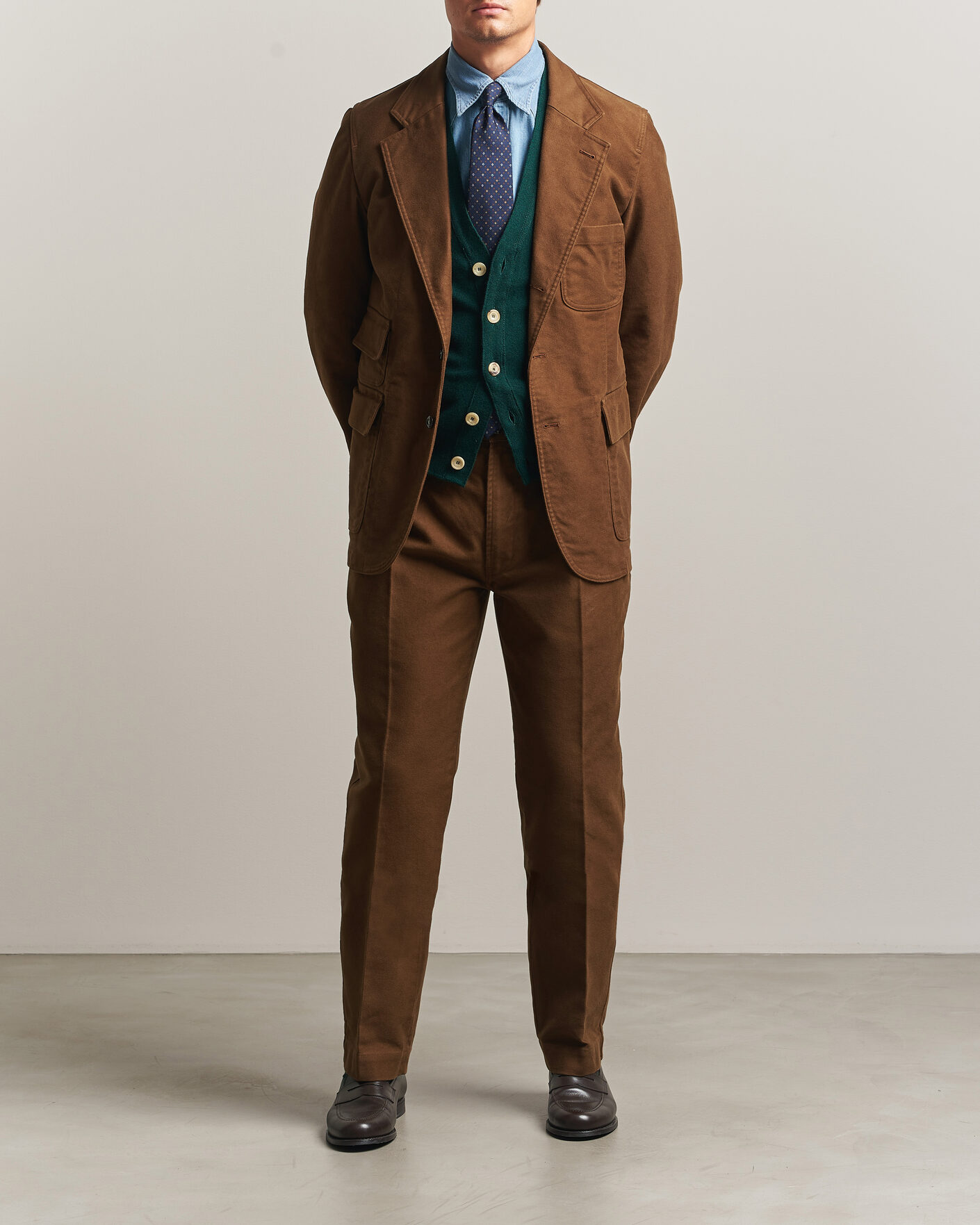 Homme | Blazers | Drake's | MKIV Japanese Moleskin Games Blazer Brown