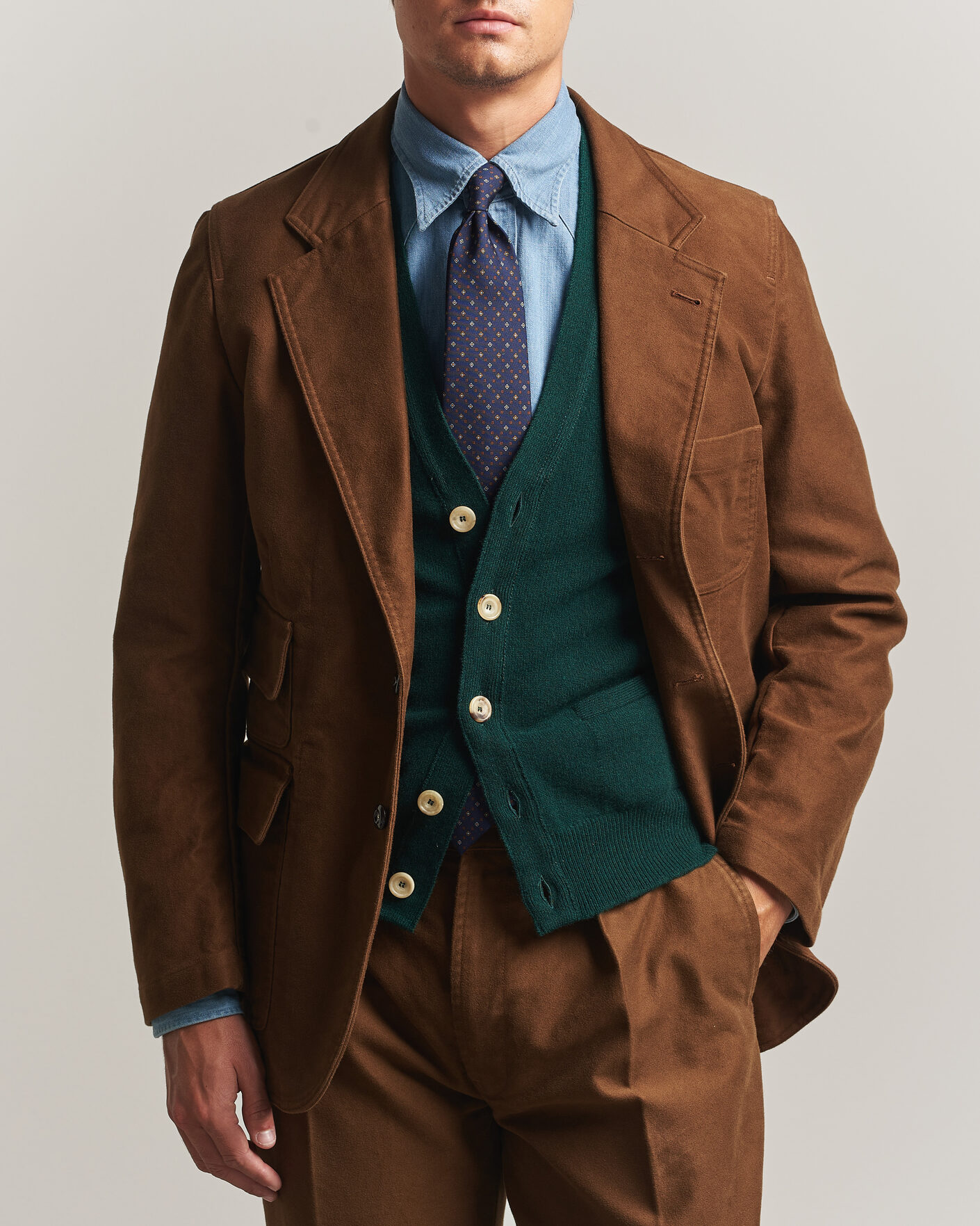 Homme | Blazers | Drake's | MKIV Japanese Moleskin Games Blazer Brown