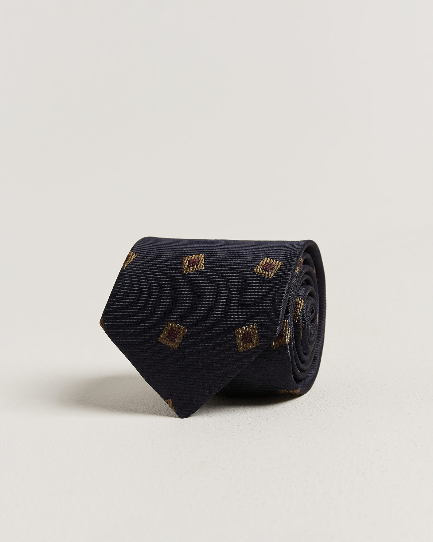 Homme | Cravates | Drake's | Diamond Motif Silk Tie Navy/Gold/Red