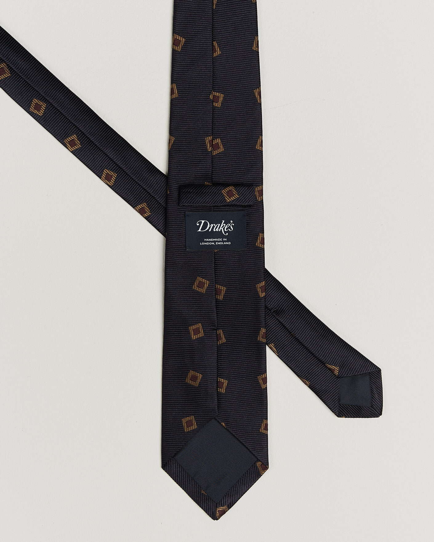 Homme | Cravates | Drake's | Diamond Motif Silk Tie Navy/Gold/Red