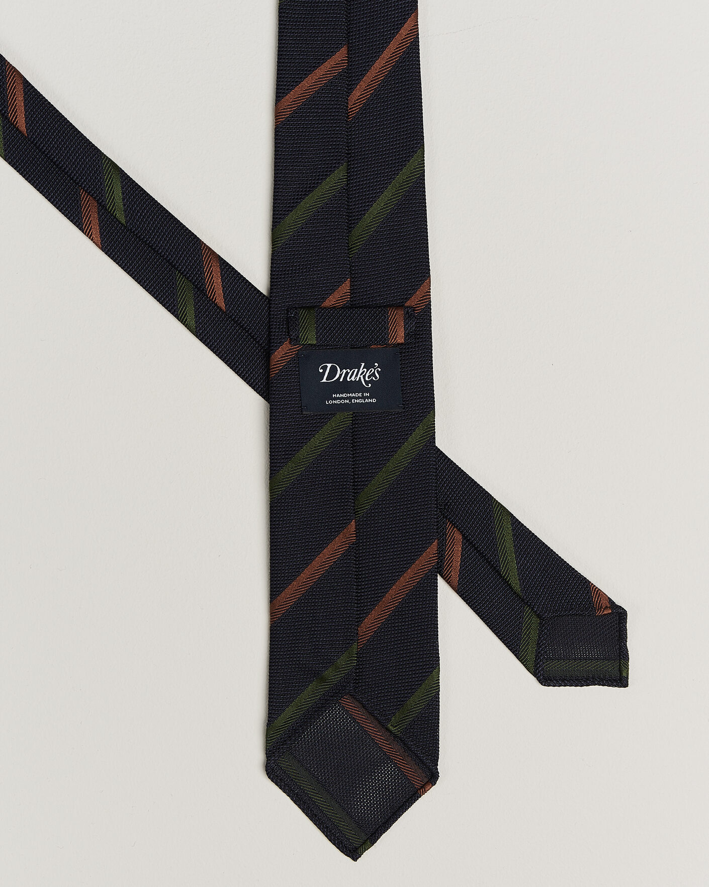 Homme | Cravates | Drake's | Multistripe Grenadine Silk Tie Navy/Green/Brown