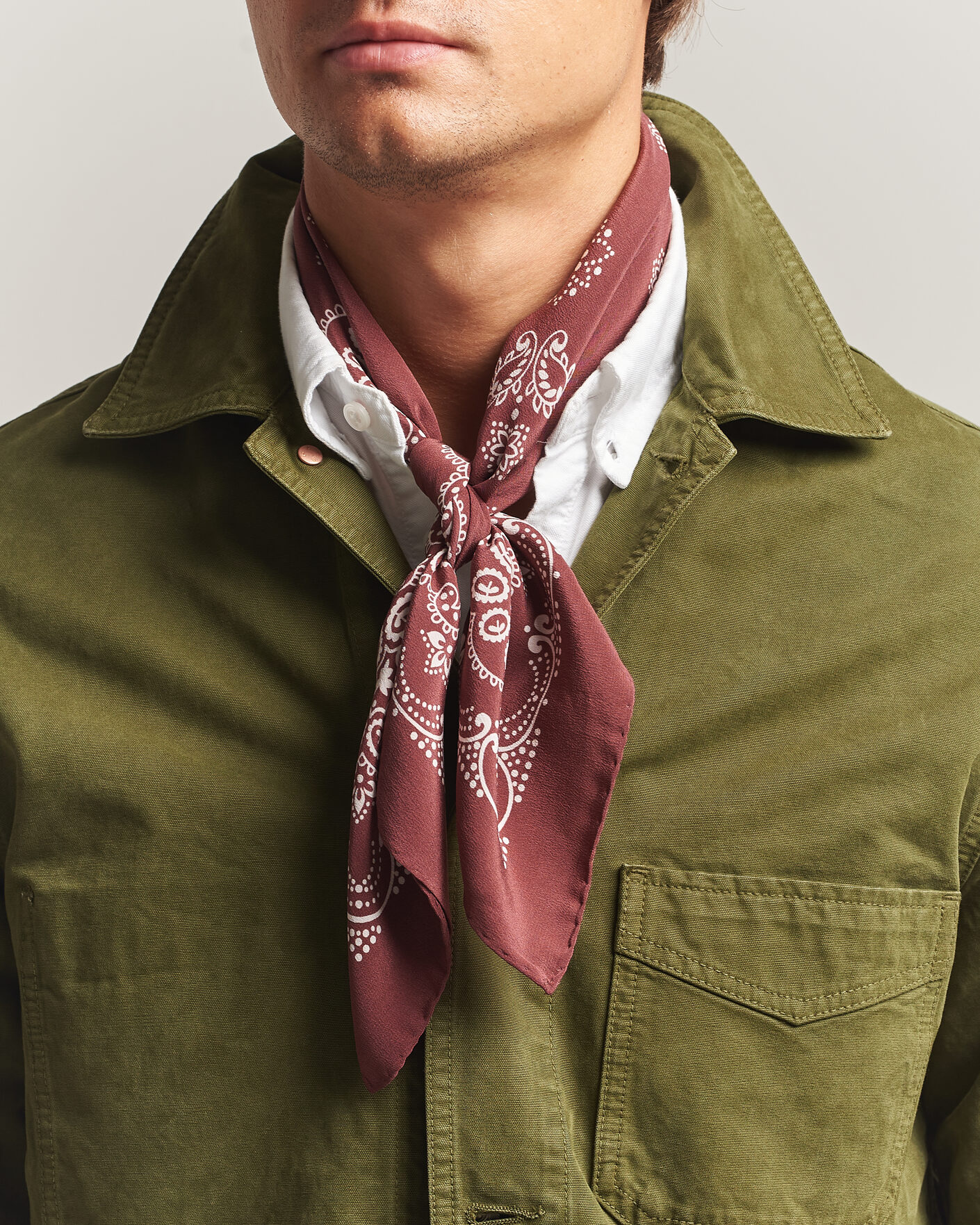 Homme | Écharpes | Drake's | Traditional Silk Bandana Burgundy