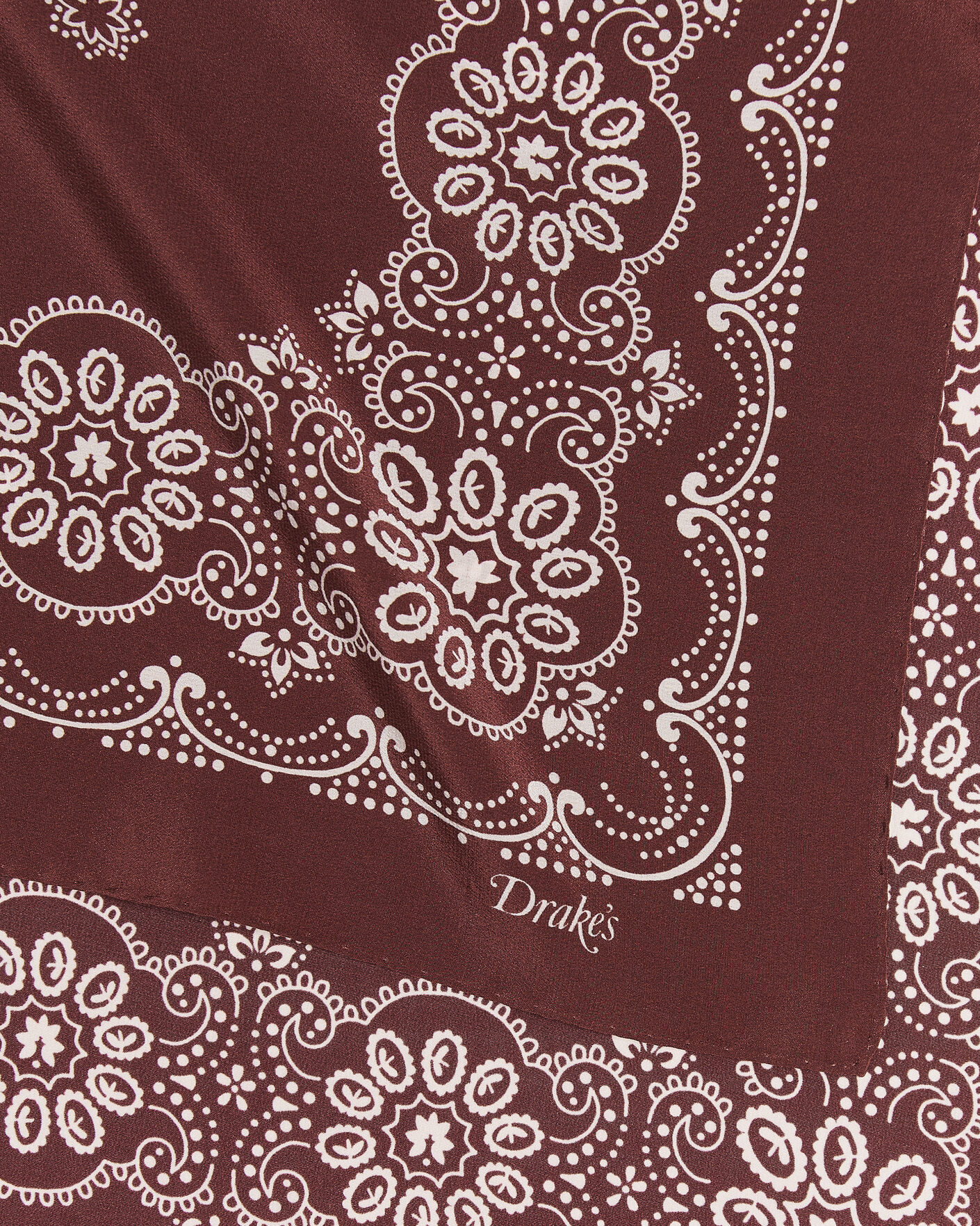 Homme | Écharpes | Drake's | Traditional Silk Bandana Burgundy