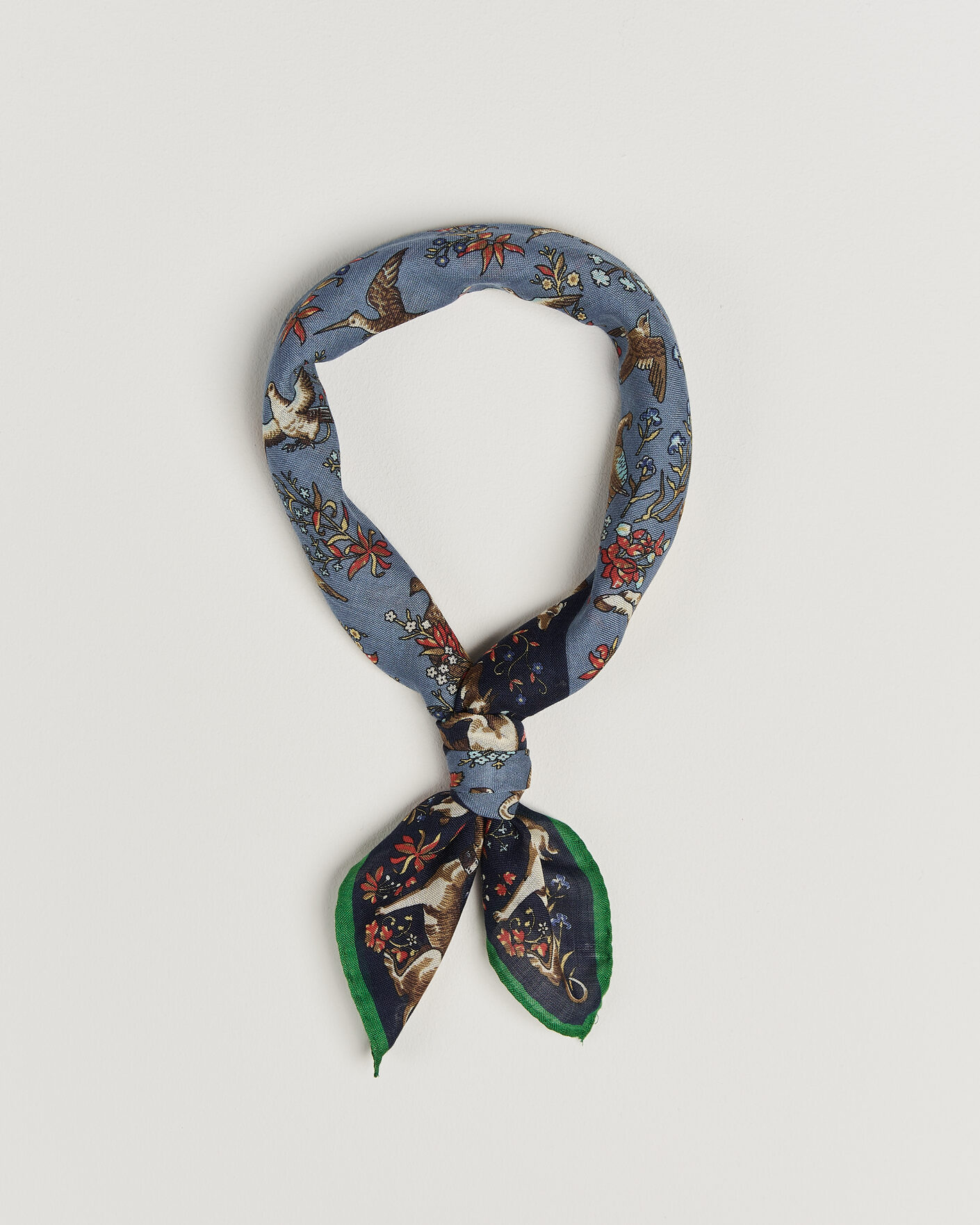 Homme | Écharpes | Drake's | Unicorn Tapestry Wool/Silk Bandana Navy