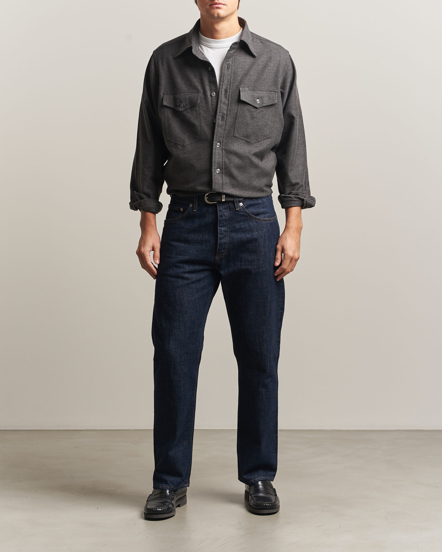 Homme | Chemises | Drake's | Two Pocket Casual Shirt Grey