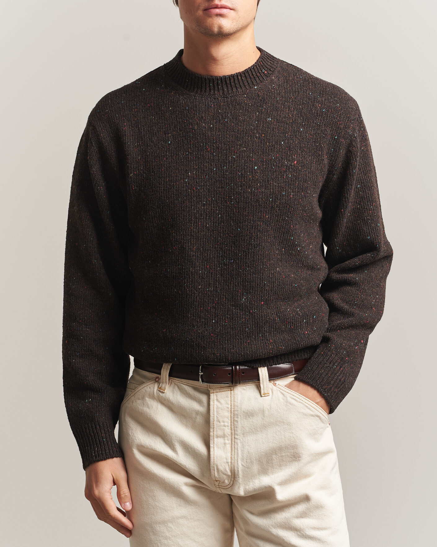 Homme | Pulls Et Tricots | Drake's | Donegal Crewneck Brown