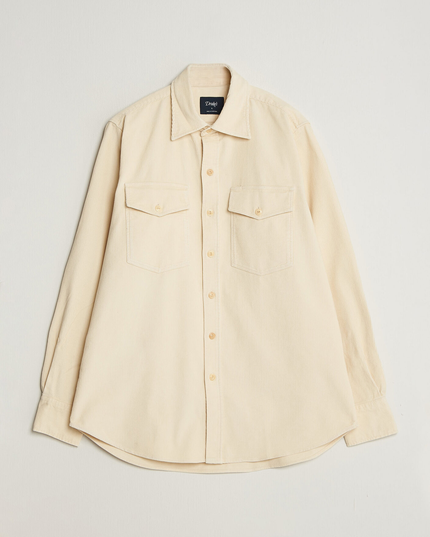 Homme | Chemises | Drake's | Two Pocket Corduroy Shirt Ecru