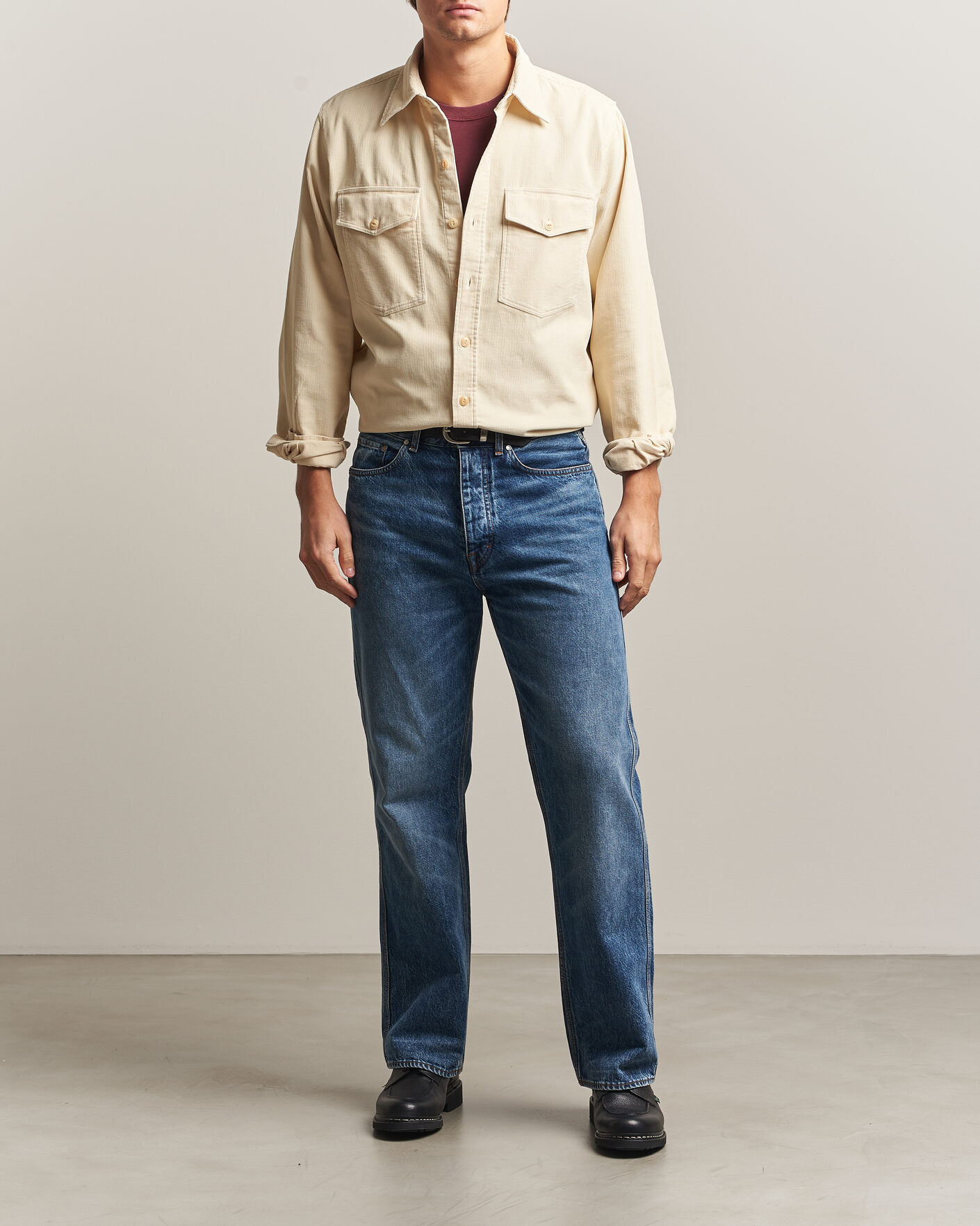 Homme | Chemises | Drake's | Two Pocket Corduroy Shirt Ecru
