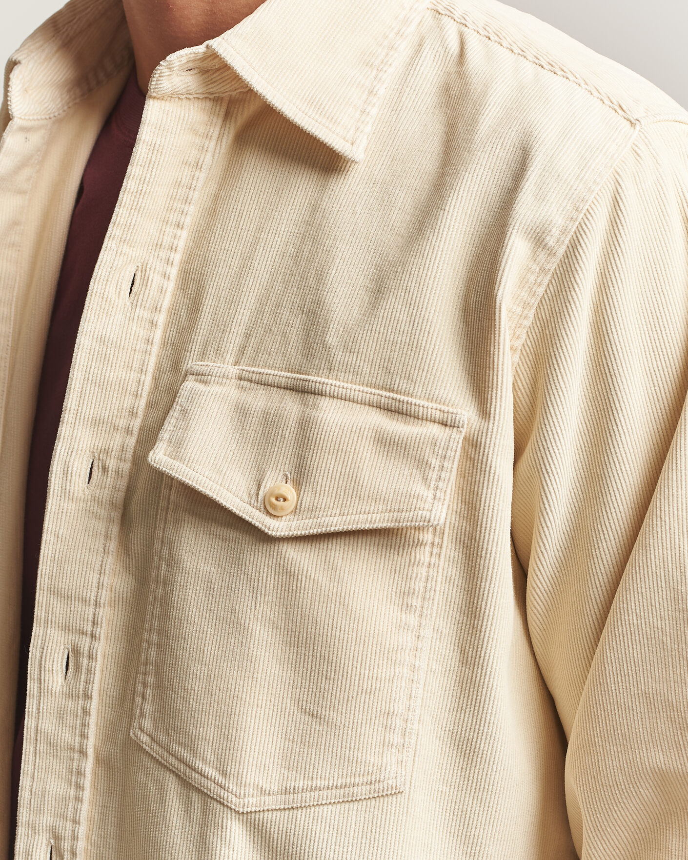 Homme | Chemises | Drake's | Two Pocket Corduroy Shirt Ecru