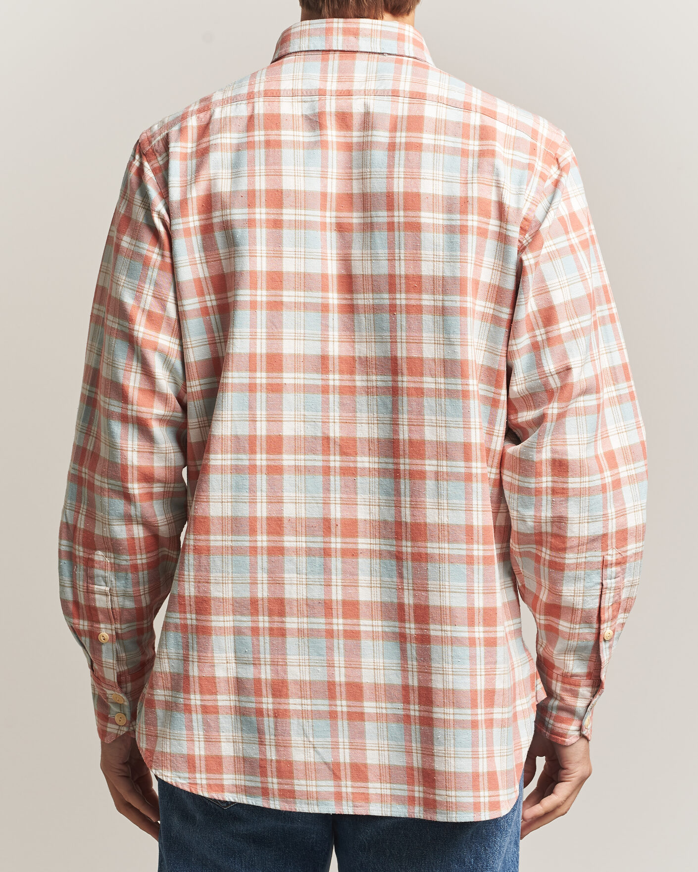 Homme | Chemises | Drake's | Two Pocket Check Shirt Pink/Blue