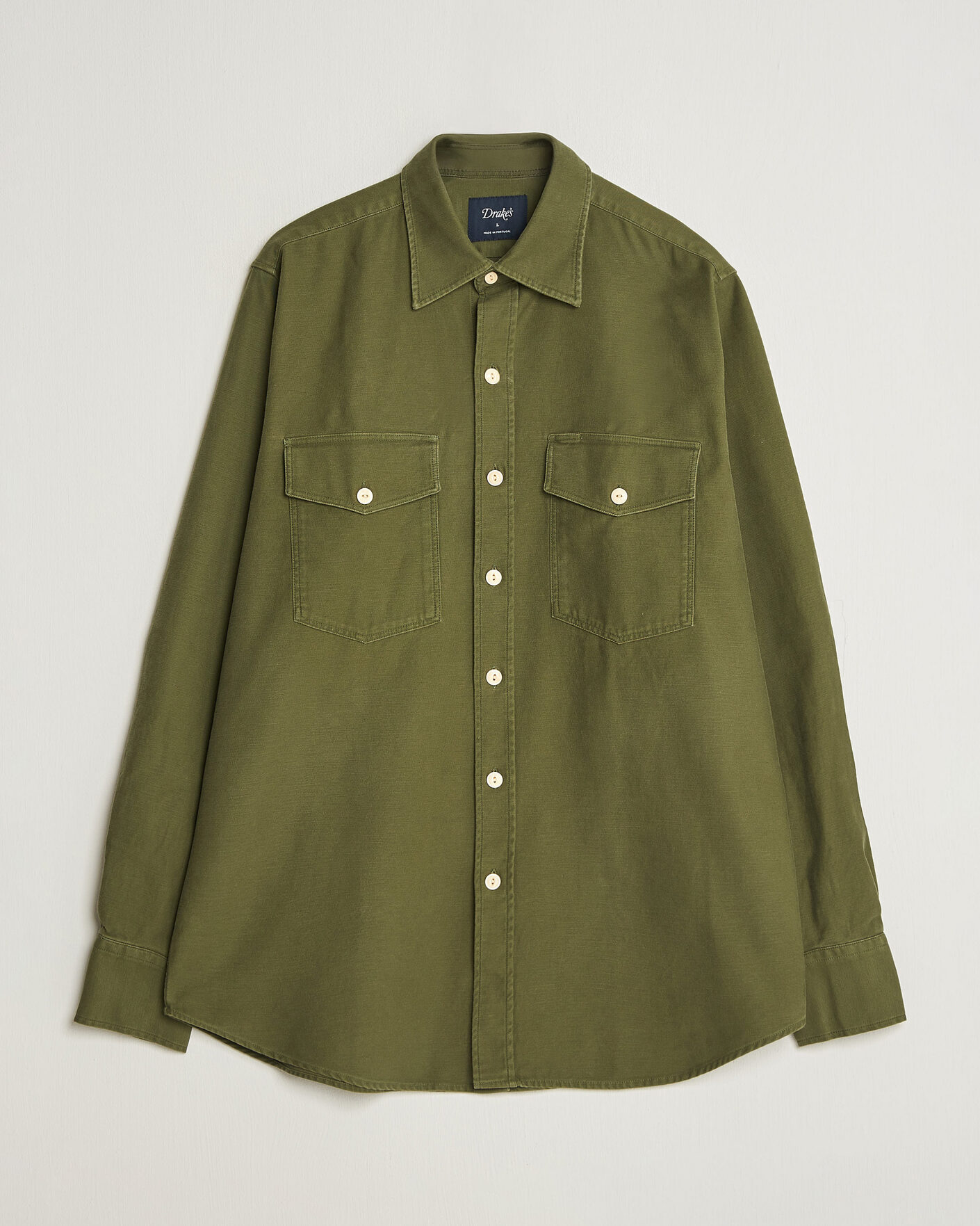 Homme | Chemises | Drake's | Two Pocket Casual Cotton Shirt Olive