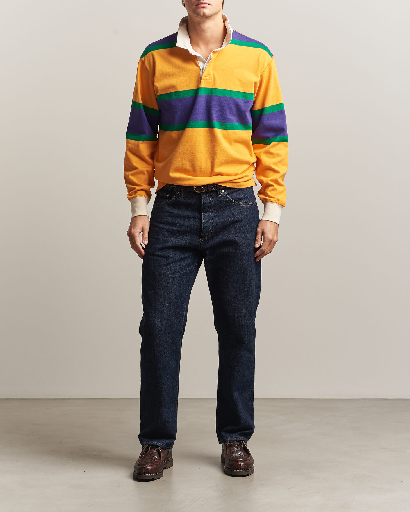 Homme | Pulls Et Tricots | Drake's | Block Stripe Rugby Yellow