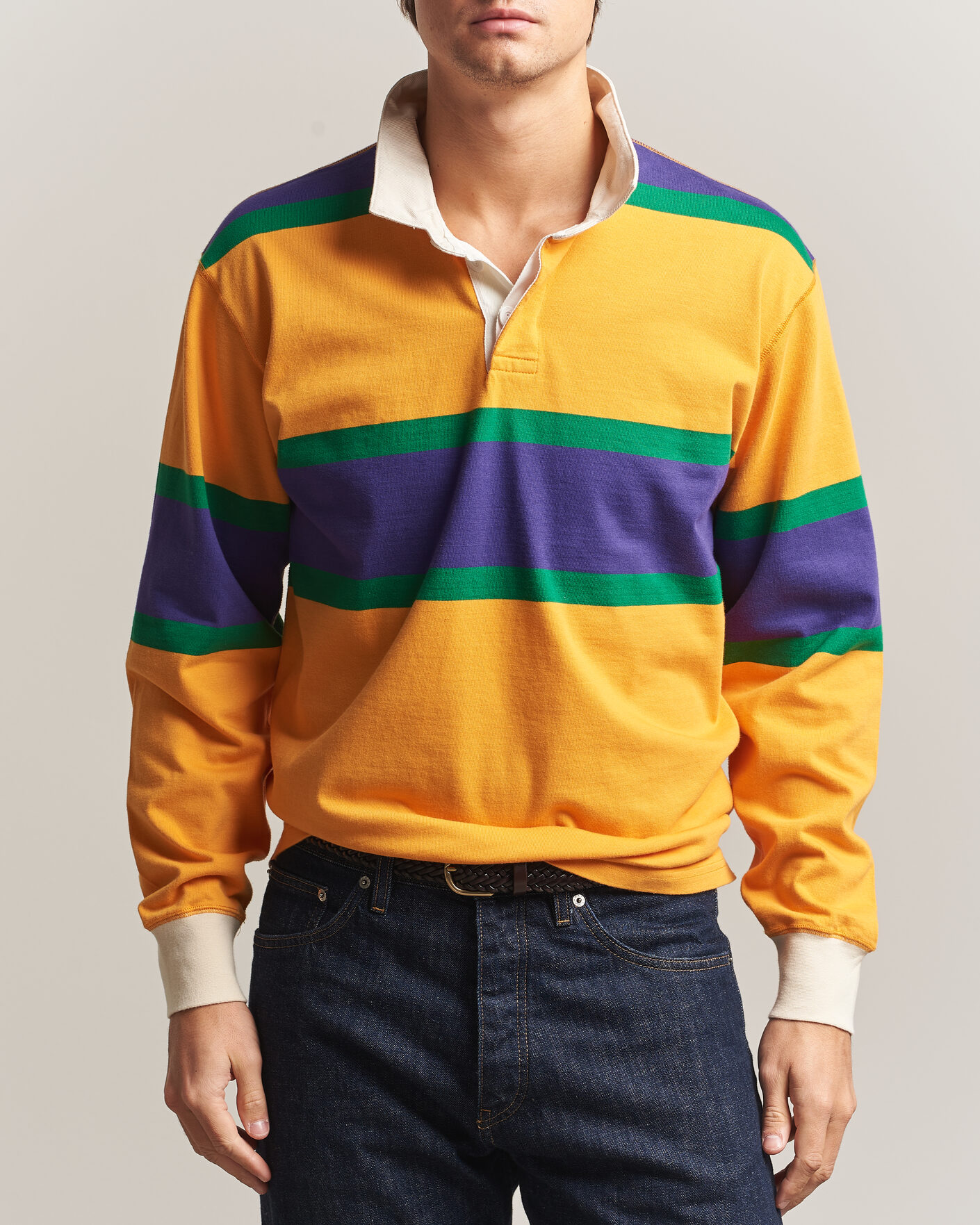 Homme | Pulls Et Tricots | Drake's | Block Stripe Rugby Yellow