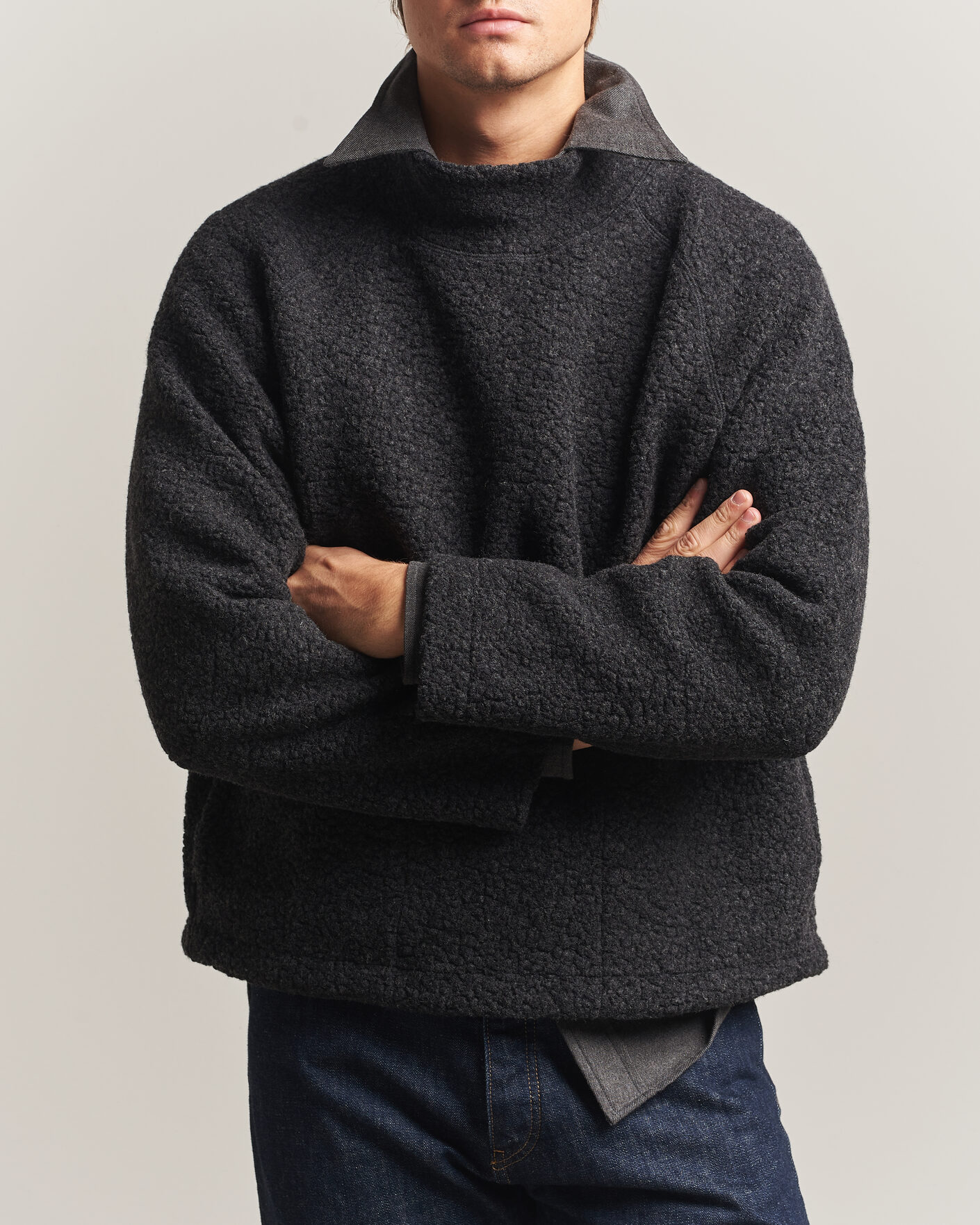 Homme | Pulls Et Tricots | Drake's | Mock Neck Fleece Grey