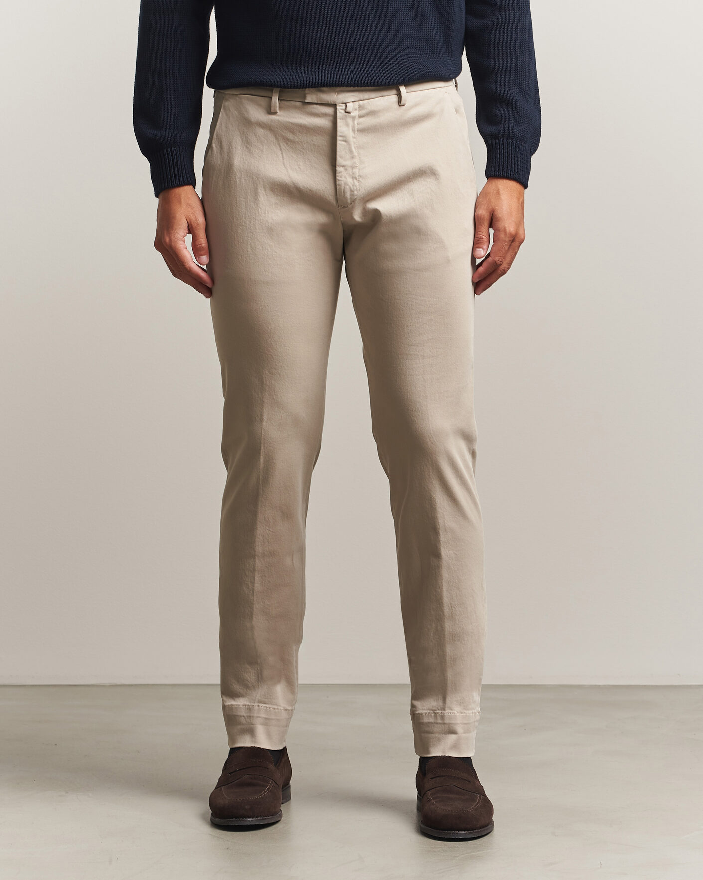 Homme | Pantalons | Briglia 1949 | Slim Fit Cotton Stretch Trousers Beige