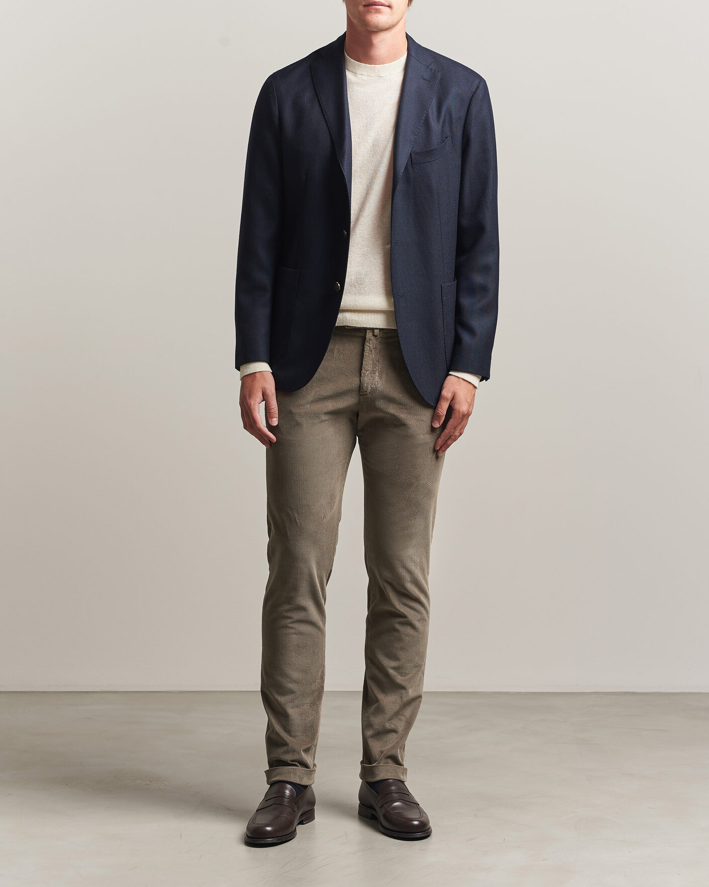 Homme | Pantalons | Briglia 1949 | Slim Fit Corduroy Trousers Taupe