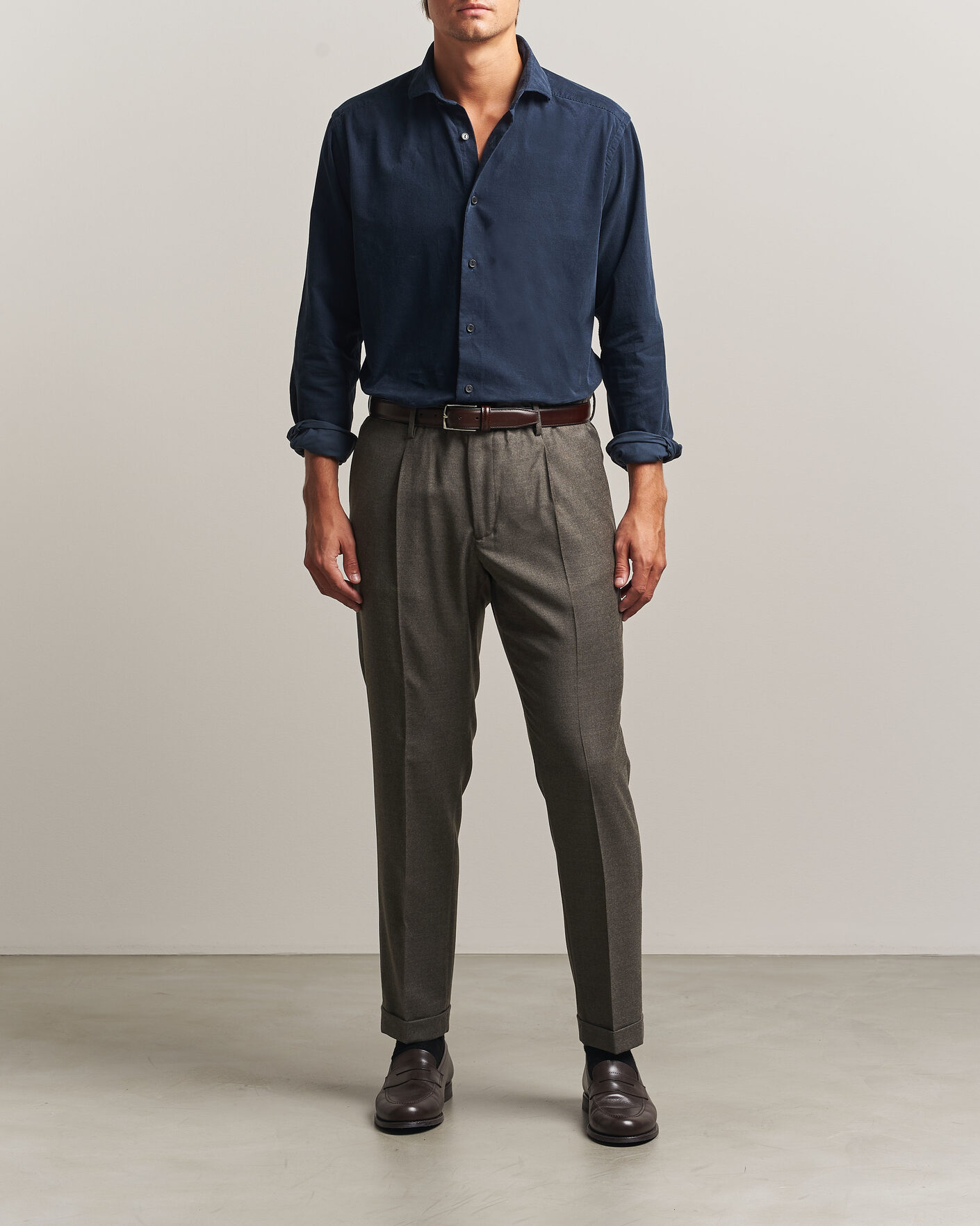 Homme | Pantalons | Briglia 1949 | Isola Stretch Flannel Trousers Brown