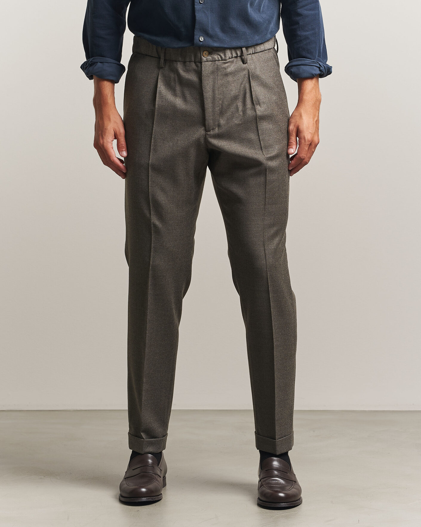 Homme | Pantalons | Briglia 1949 | Isola Stretch Flannel Trousers Brown