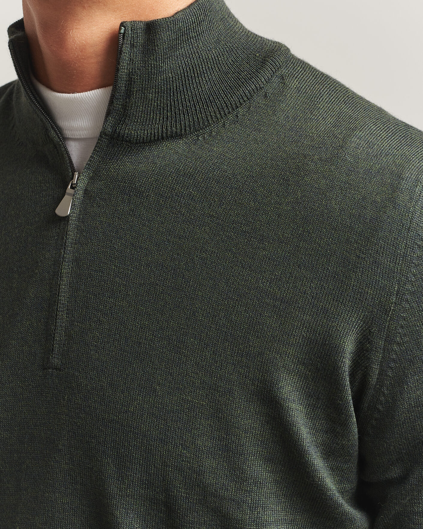 Homme | Pulls Et Tricots | Gran Sasso | Merino Fashion Fit Half Zip Olive Melange