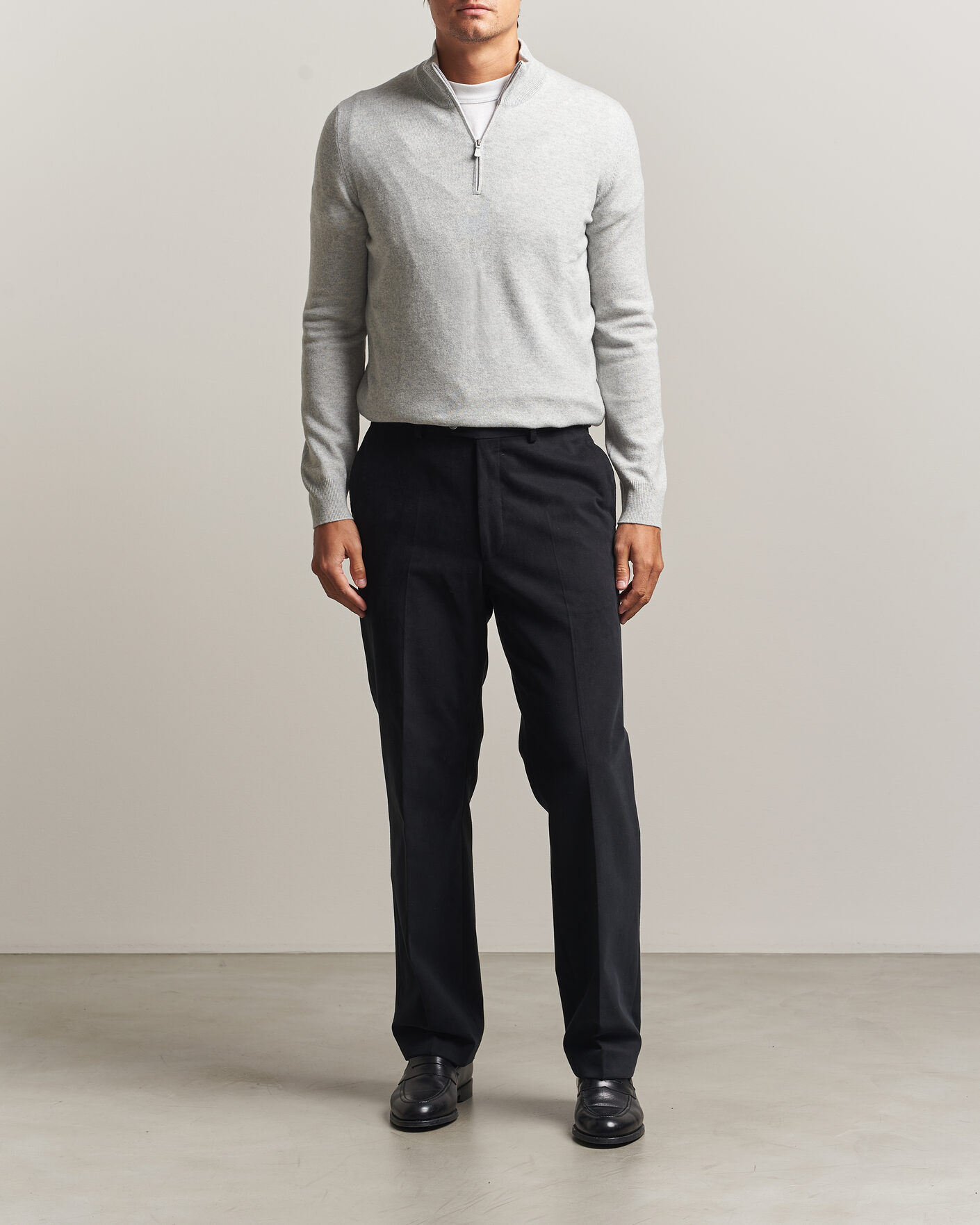 Homme | Pulls Et Tricots | Gran Sasso | Wool/Cashmere Half Zip Light Grey Melange