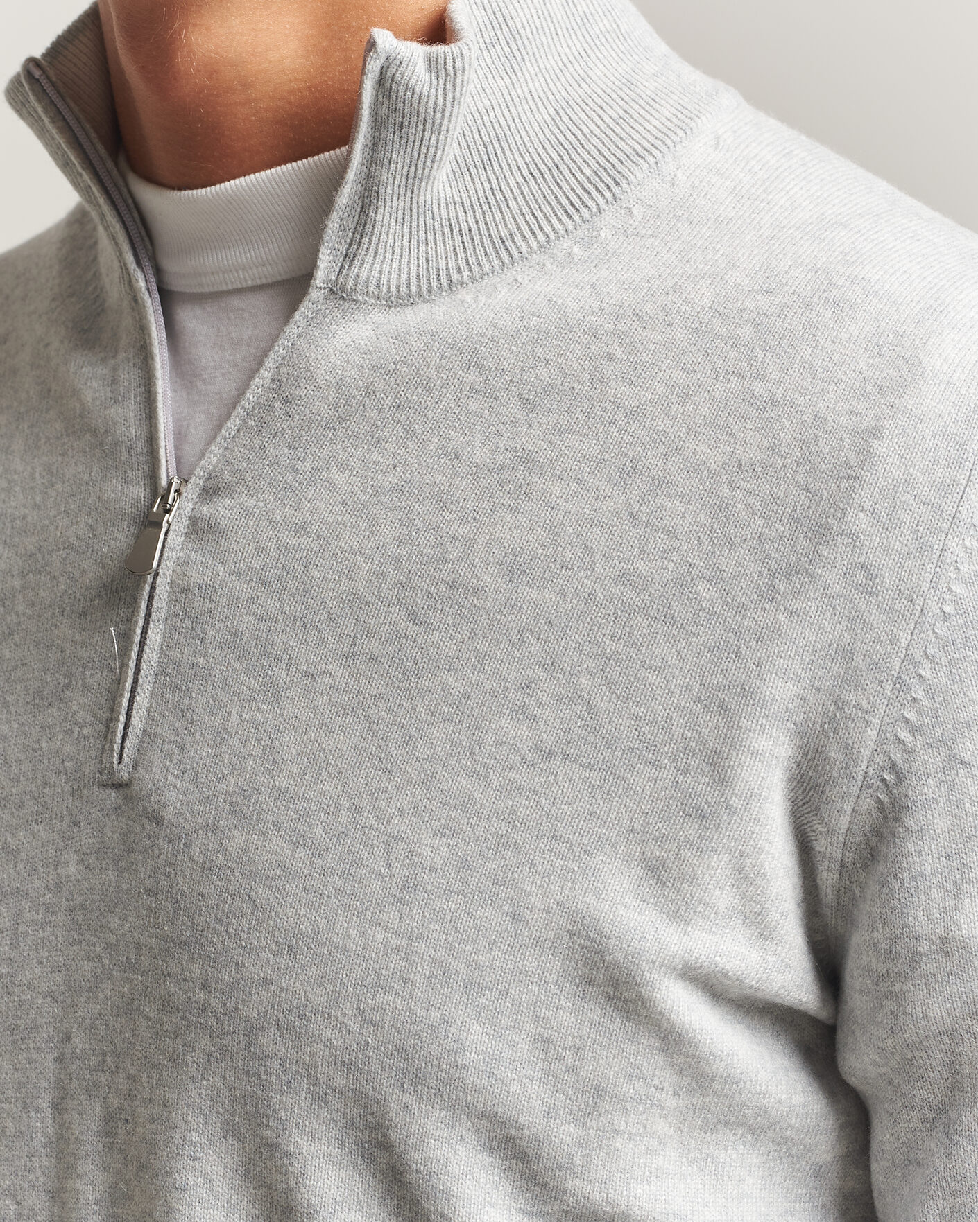 Homme | Pulls Et Tricots | Gran Sasso | Wool/Cashmere Half Zip Light Grey Melange