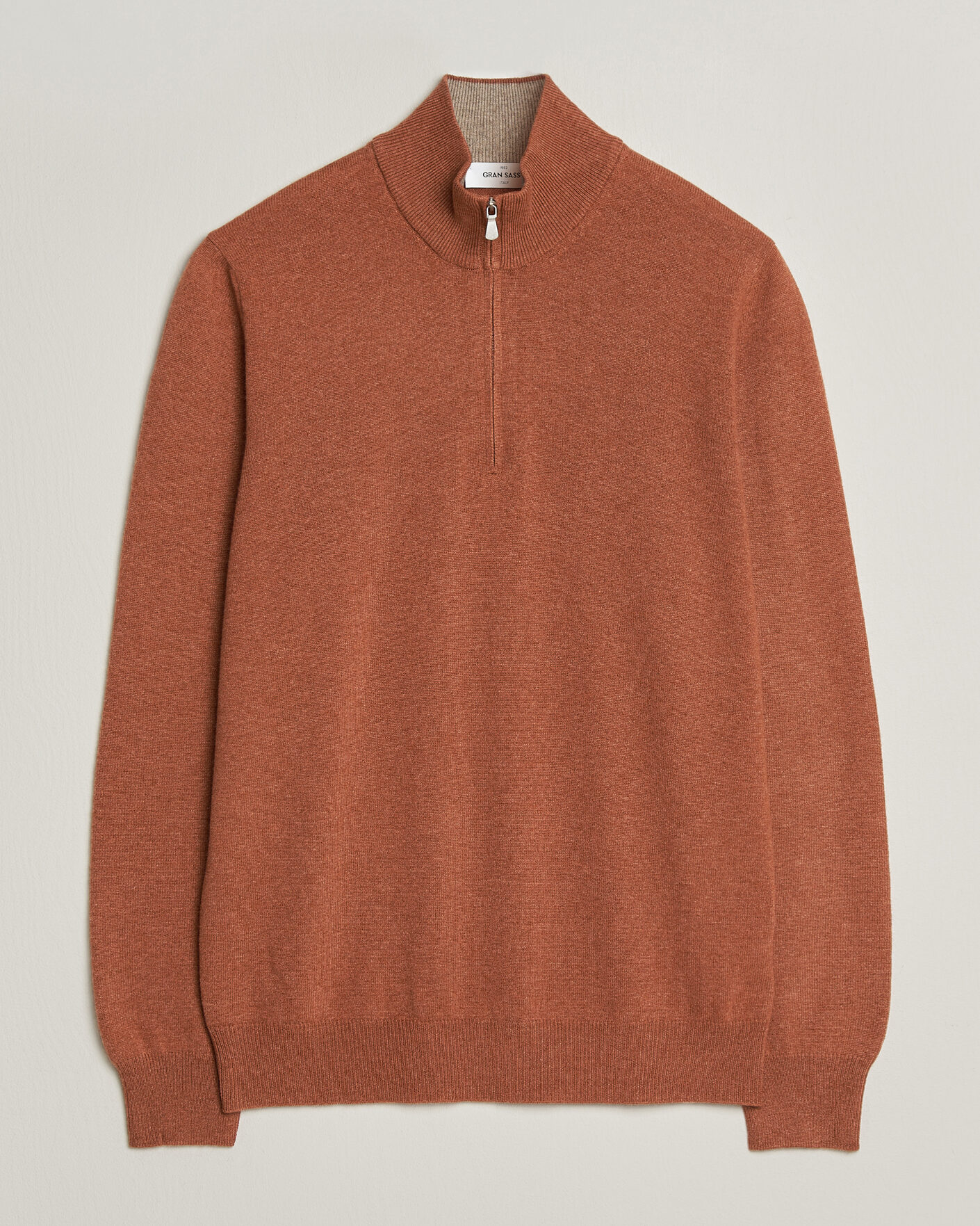 Homme | Pulls Et Tricots | Gran Sasso | Wool/Cashmere Half Zip Rust Orange