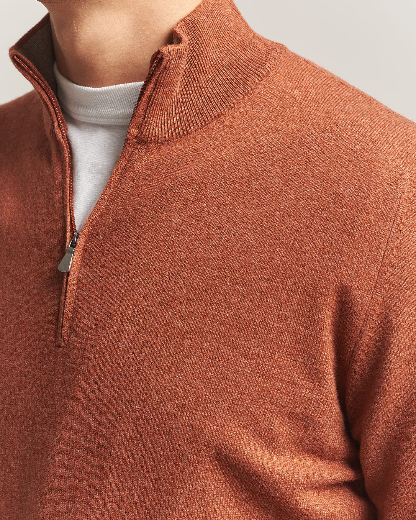 Homme | Pulls Et Tricots | Gran Sasso | Wool/Cashmere Half Zip Rust Orange