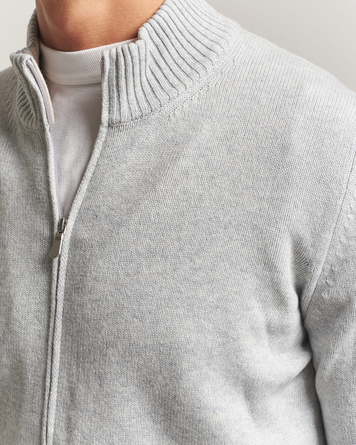 Homme | Pulls Et Tricots | Gran Sasso | Wool/Cashmere Full Zip Light Grey Melange