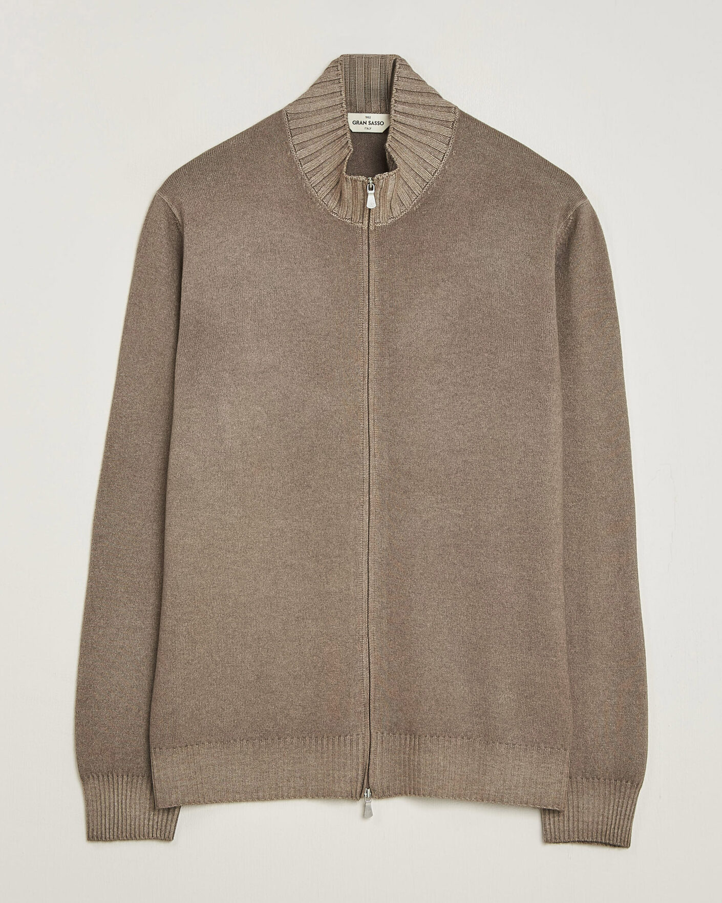 Homme | Pulls Et Tricots | Gran Sasso | Wool/Cashmere Washed Full Zip Brown Melange