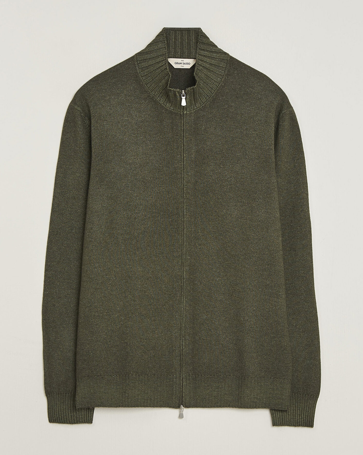 Homme | Pulls Et Tricots | Gran Sasso | Wool/Cashmere Washed Full Zip Olive Melange