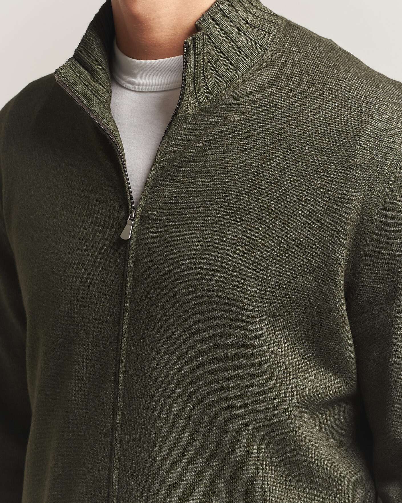 Homme | Pulls Et Tricots | Gran Sasso | Wool/Cashmere Washed Full Zip Olive Melange