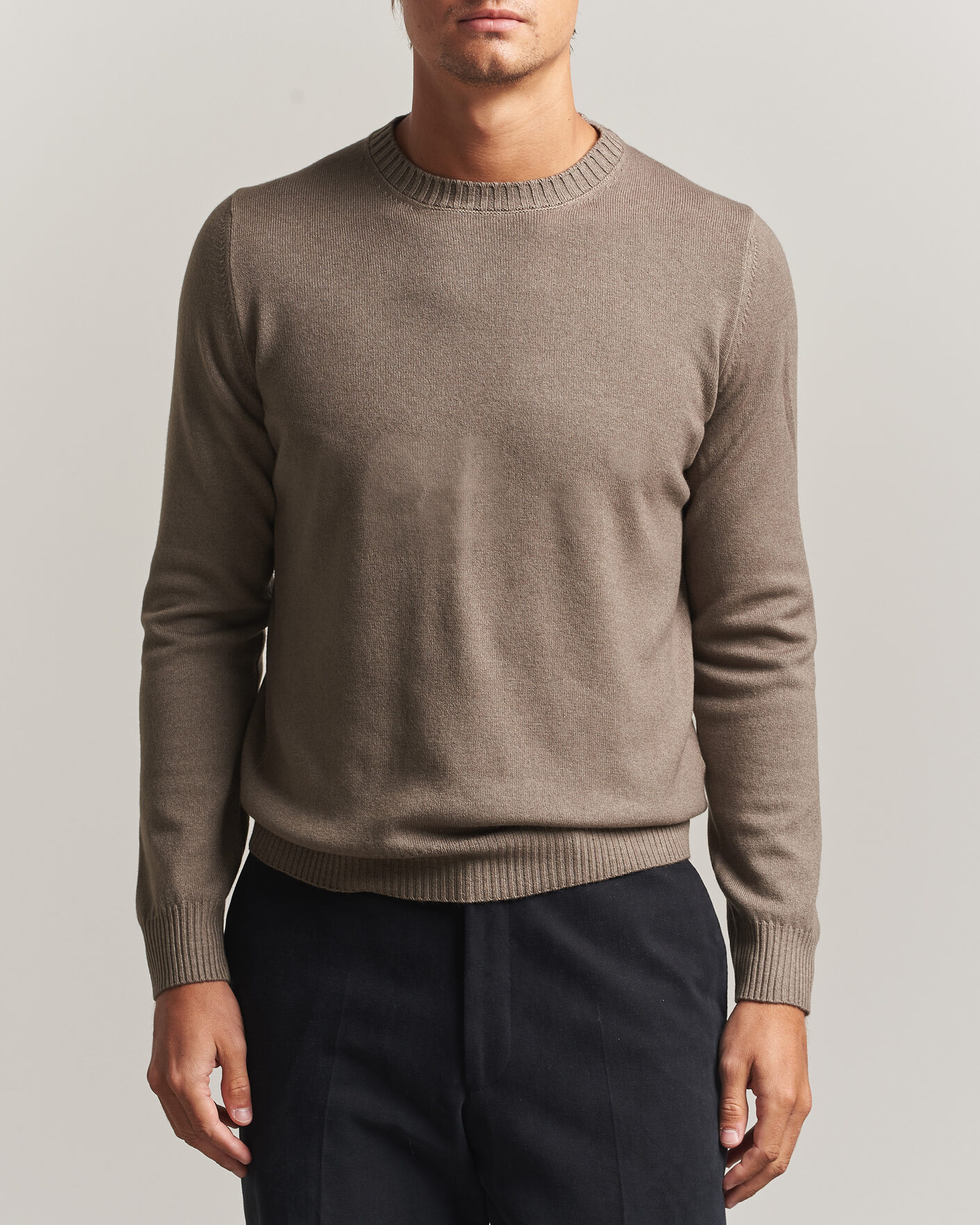 Homme | Pulls Et Tricots | Gran Sasso | Wool/Cashmere Washed Crew Neck Brown Melange