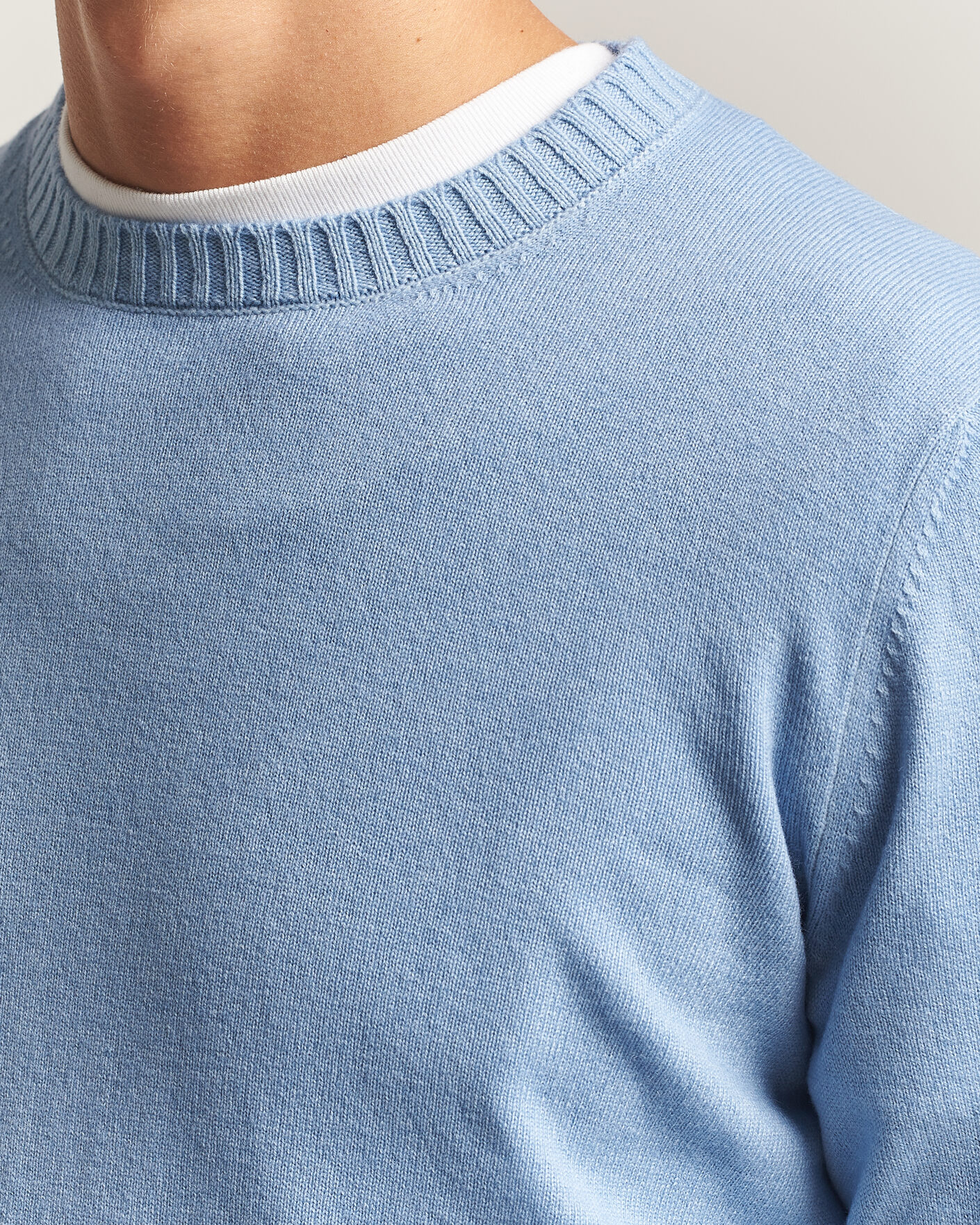 Homme | Pulls Et Tricots | Gran Sasso | Wool/Cashmere Washed Crew Neck Blue Melange