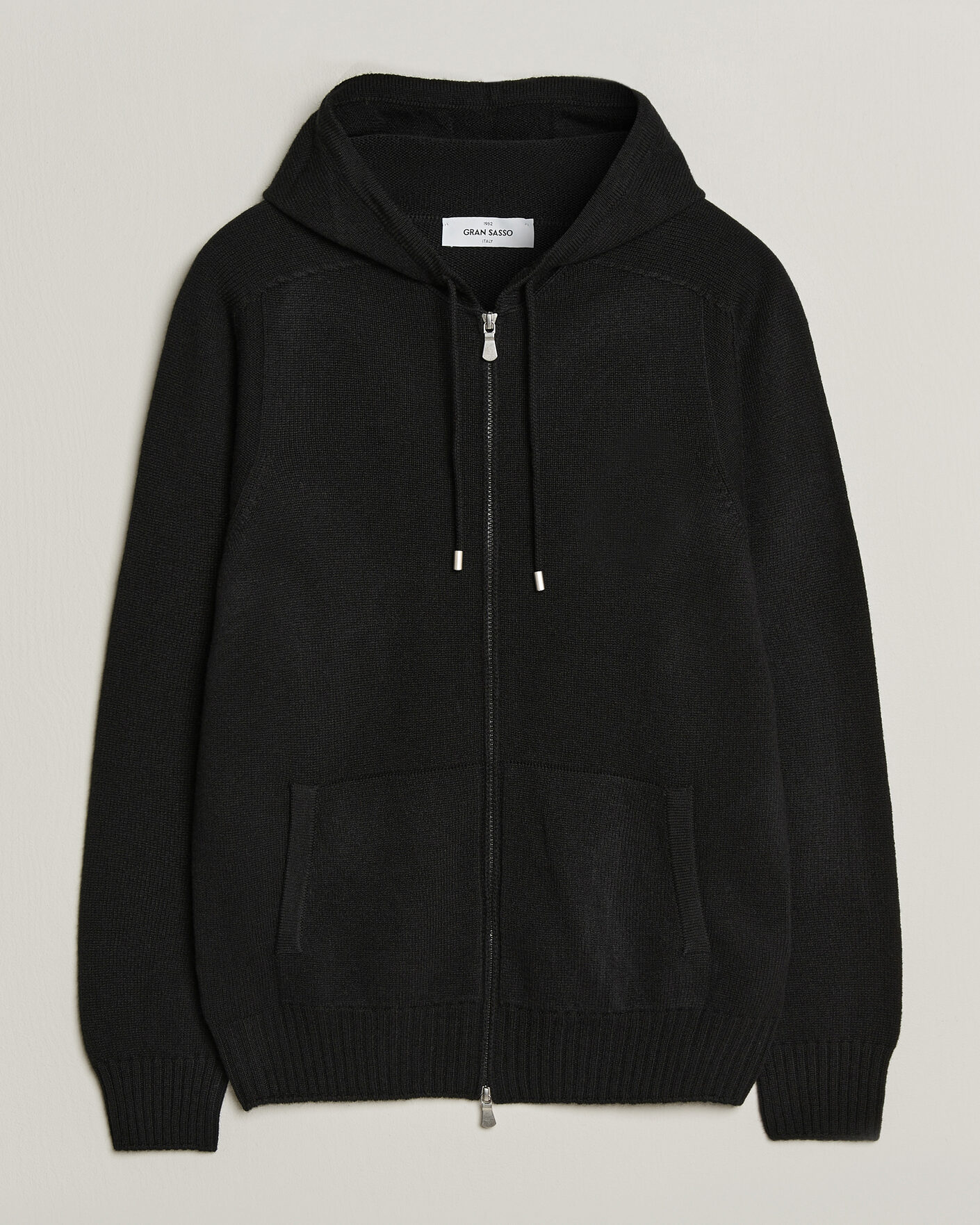 Homme | Pulls Et Tricots | Gran Sasso | Full Zip Wool Hoodie Black