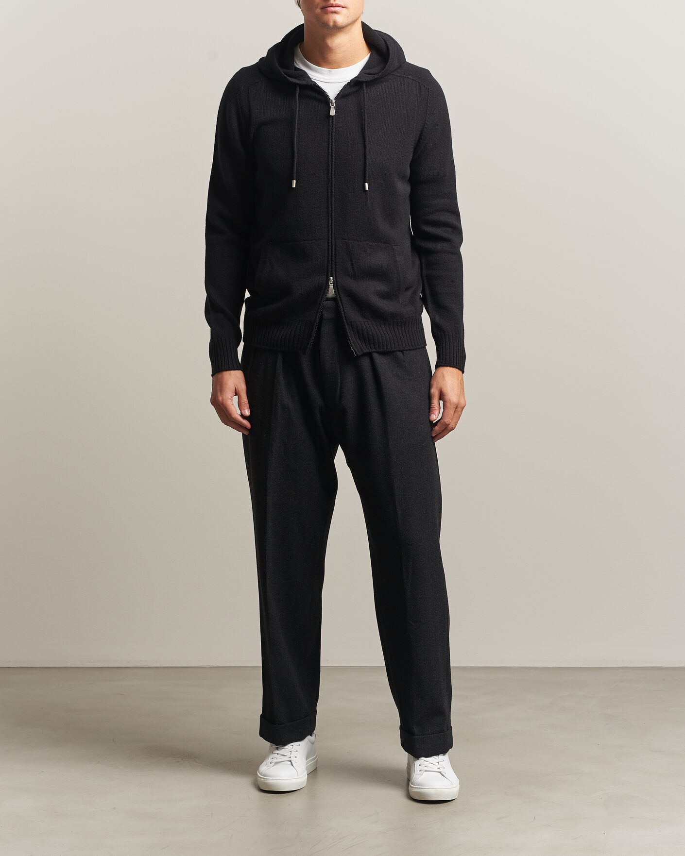 Homme | Pulls Et Tricots | Gran Sasso | Full Zip Wool Hoodie Black