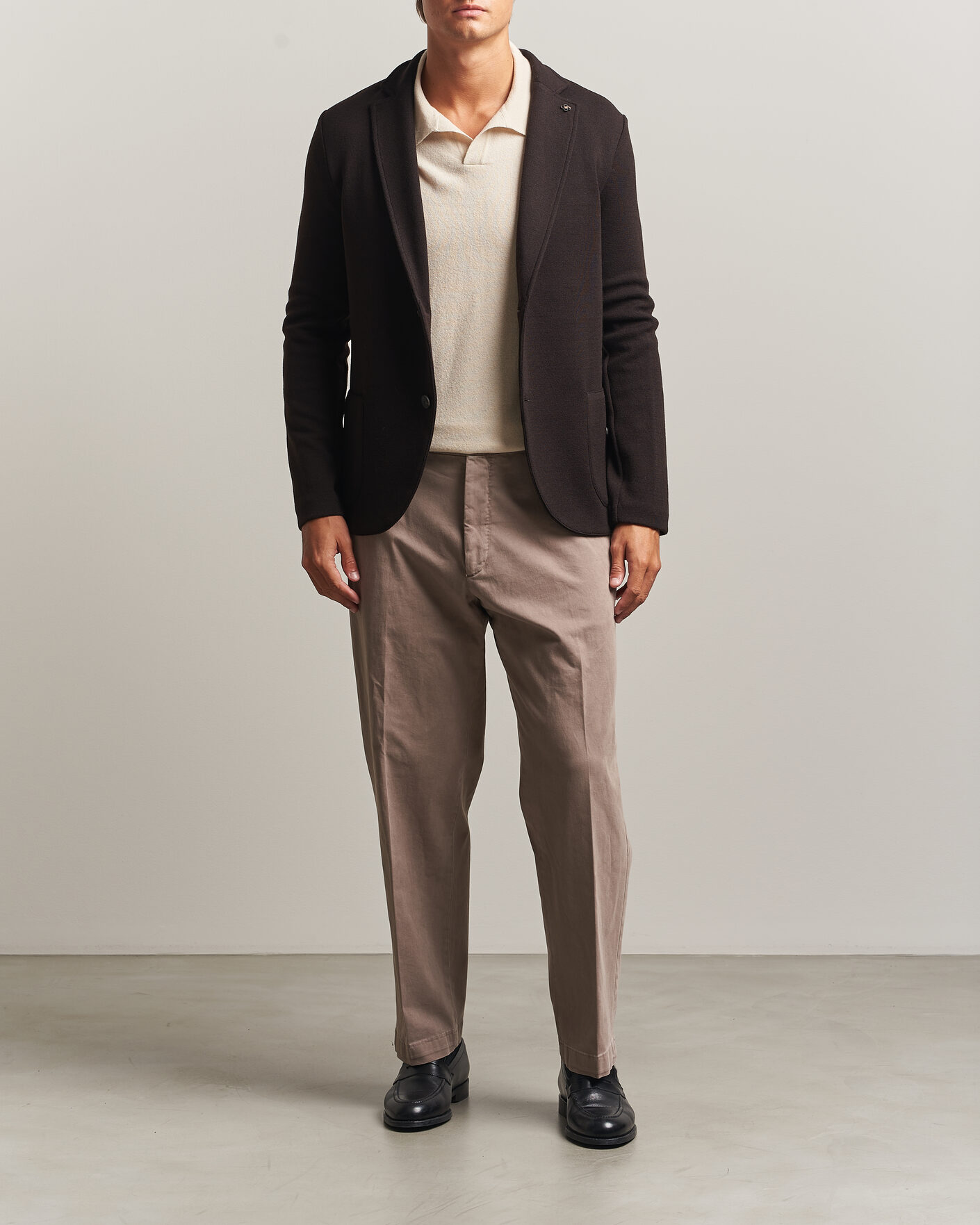 Homme | Blazers | Gran Sasso | Rainwool Knitted Blazer Dark Brown