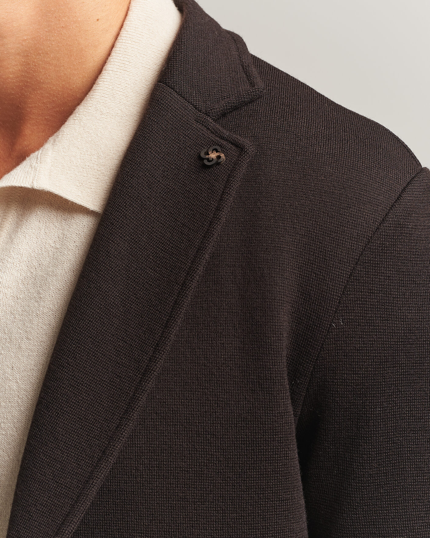 Homme | Blazers | Gran Sasso | Rainwool Knitted Blazer Dark Brown
