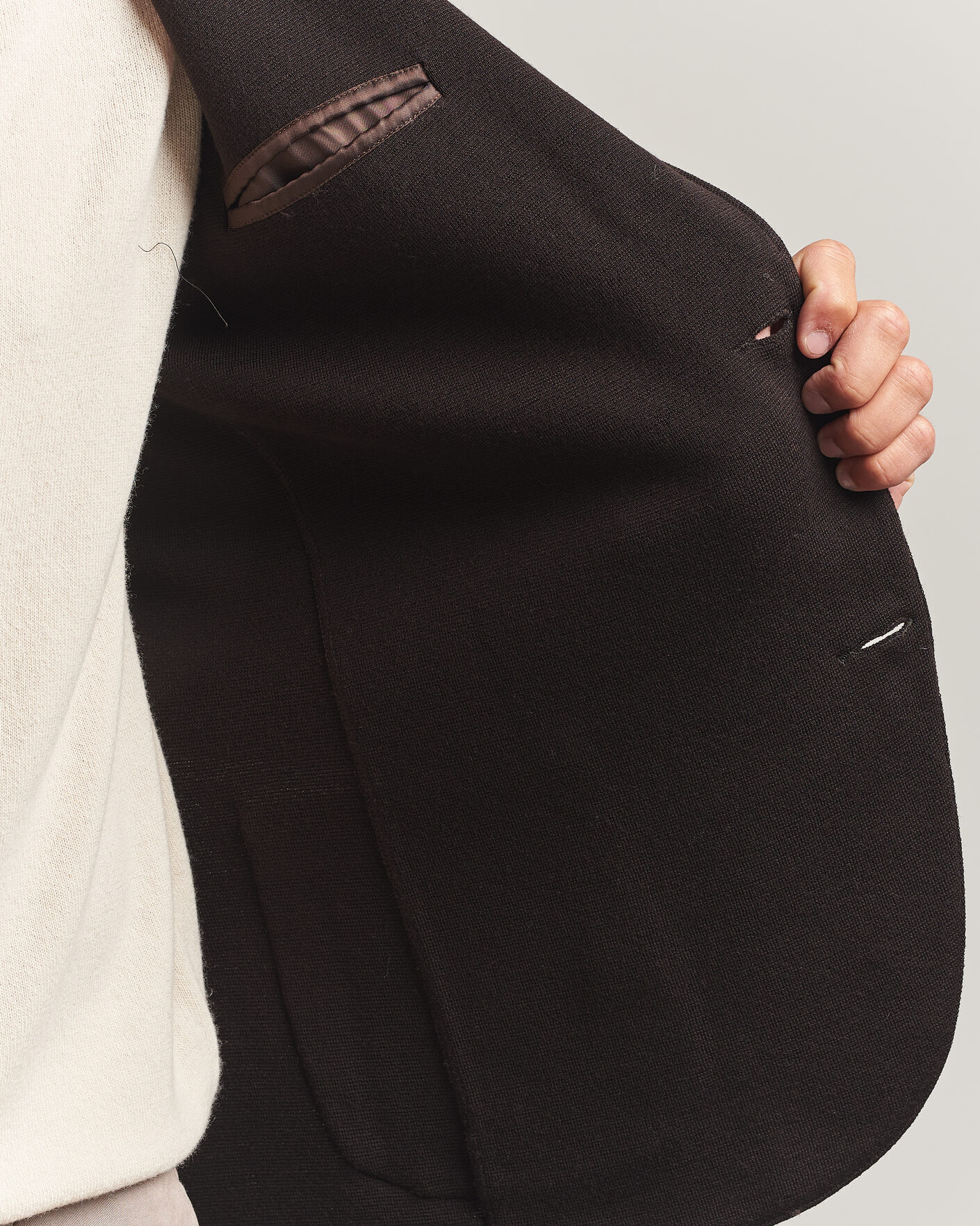 Homme | Blazers | Gran Sasso | Rainwool Knitted Blazer Dark Brown